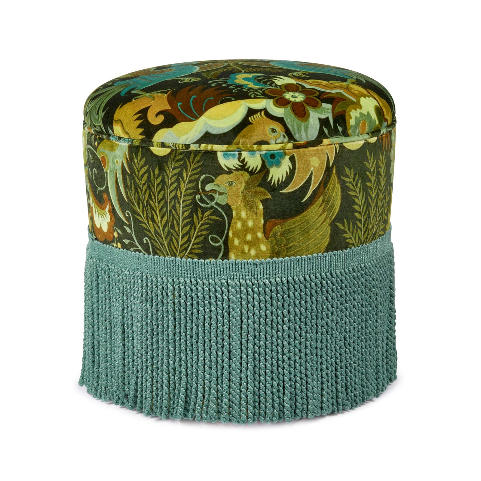 PHANTASIA Velvet Bottoman Ottoman in Emerald Green – Luxurious Velvet Footstool for Living Room, Bedroom & Home Decor