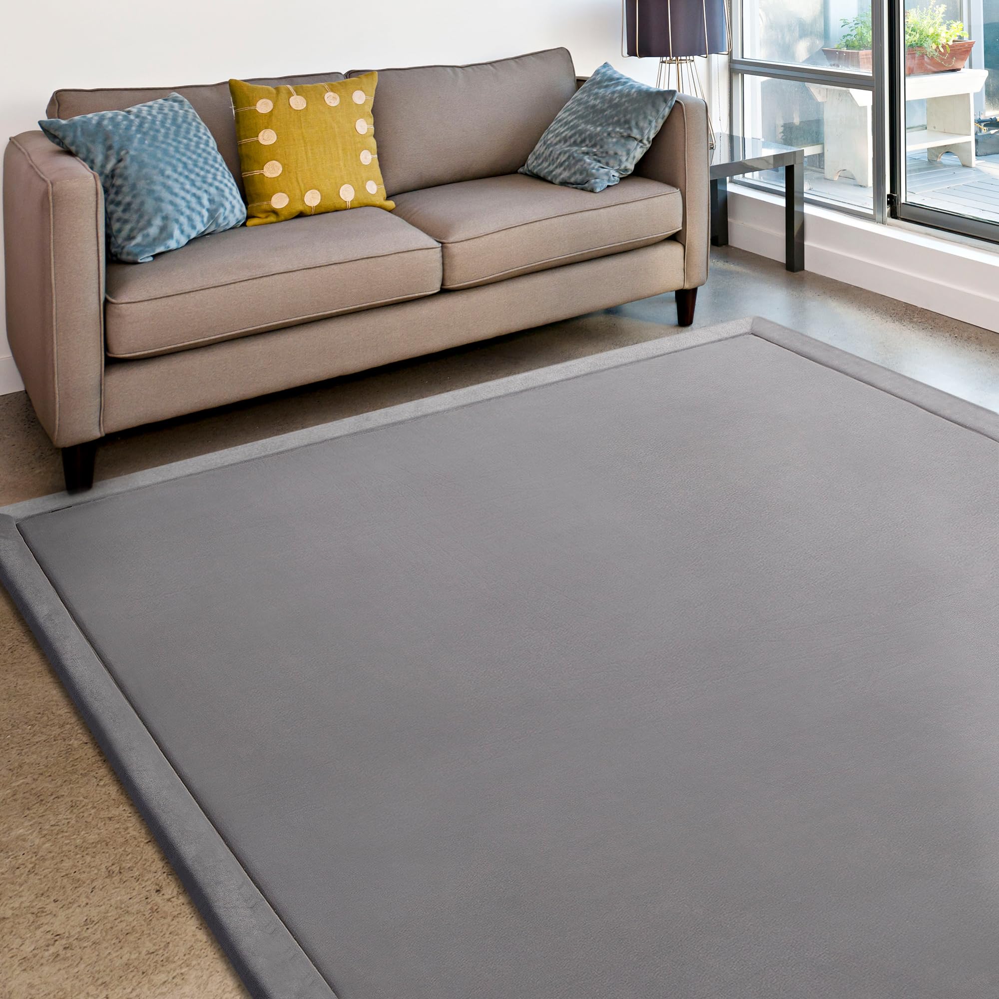 Premium Microdry Memory Foam Area Rug 5'x7' Light Grey - Ultra Soft Microfiber Carpet with Built-in Non-Slip Pad, Stain & Fade Resistant - Perfect for Living Room, Bedroom, Kids Room & Nursery - Adds Comfort & Style to Your Home Decor
