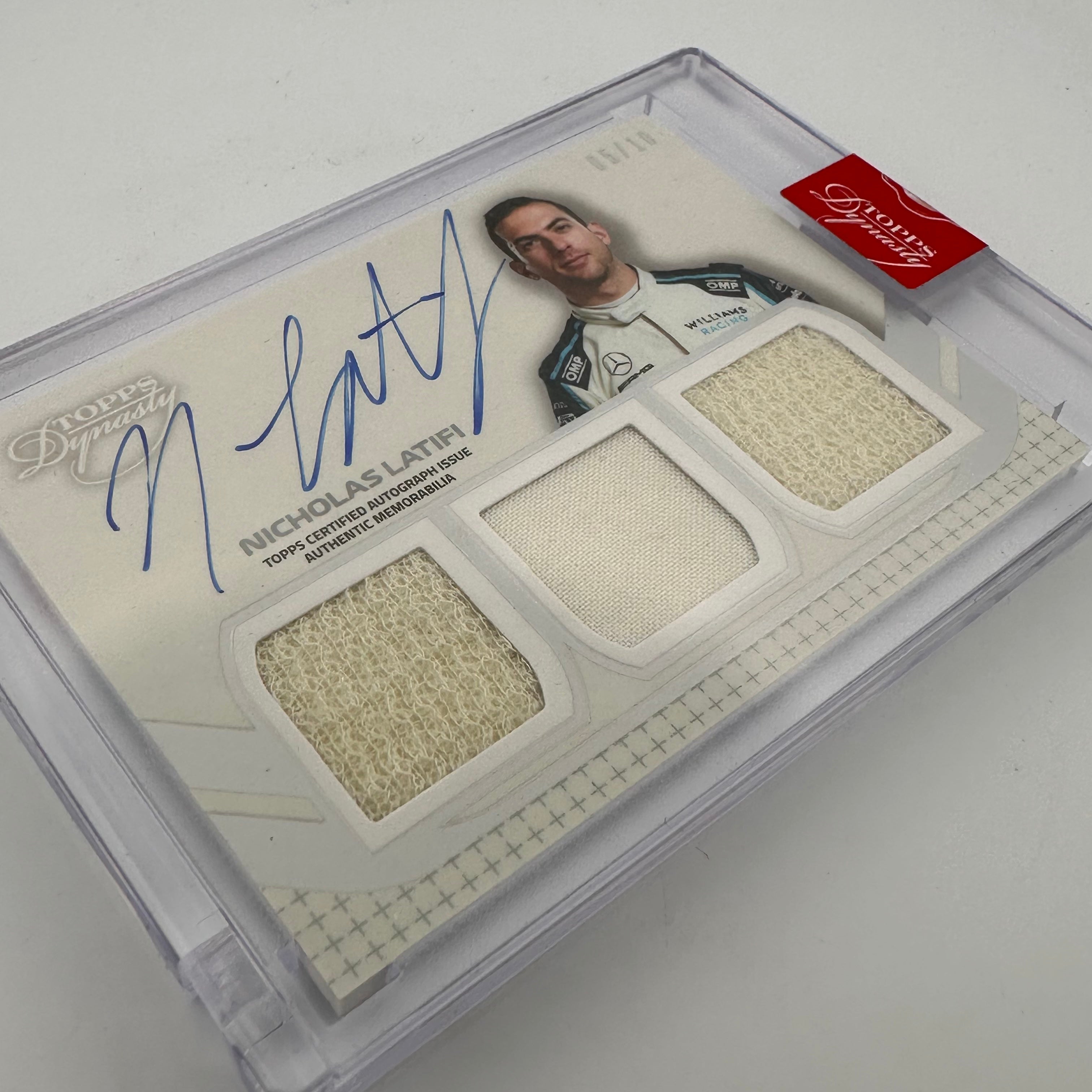 2021 Dynasty Nicholas Latifi #SDT LN Triple Relic Autograph Card - 05/10 Silver - Perfect for F1 Collectors and Racing Memorabilia Enthusiasts