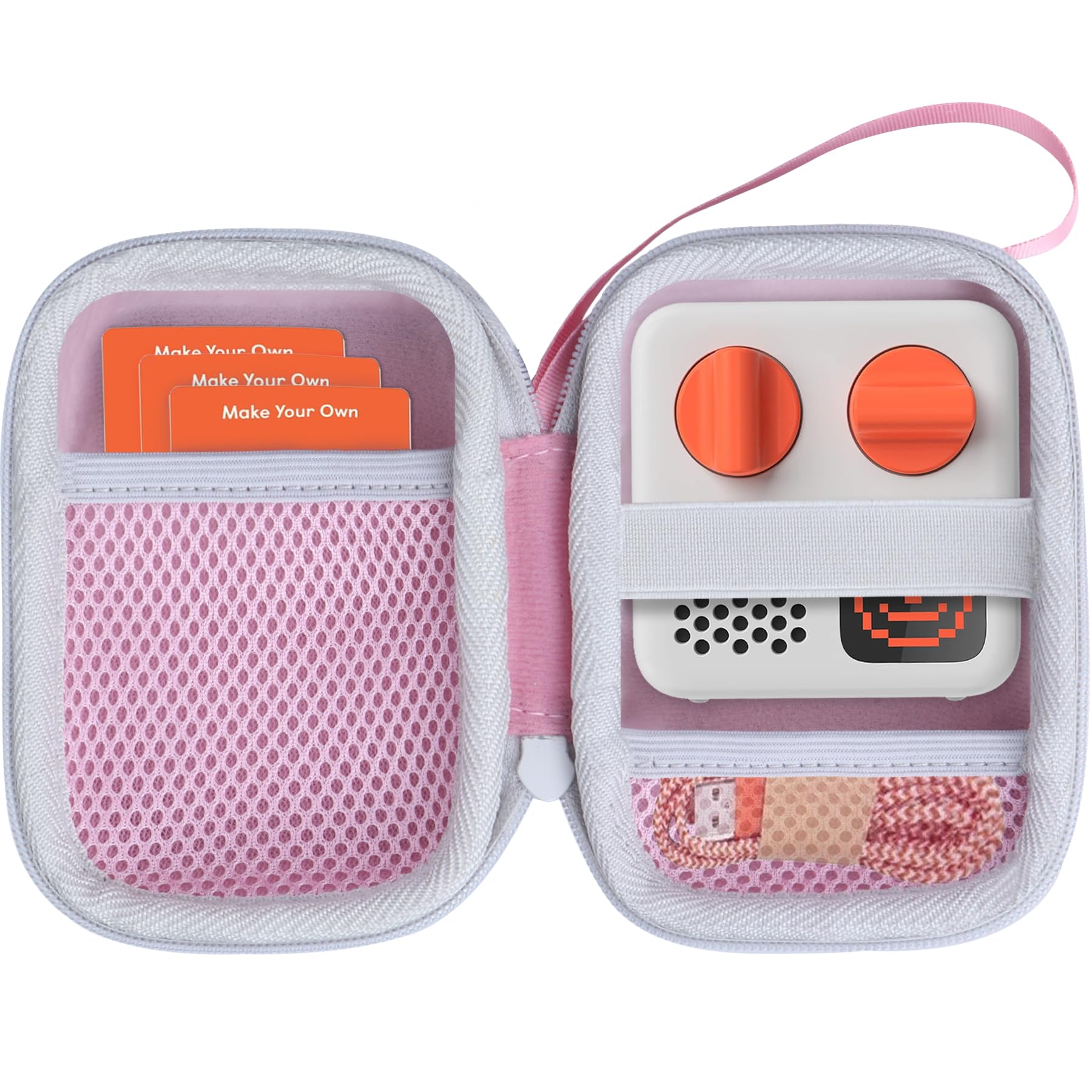 Yoto Mini Kids Audio Player Hard Protective Case - Pink & Off White Cover for Yoto Mini Speaker, Audiobook Cards & Radio - Perfect for Travel, School & Home Use