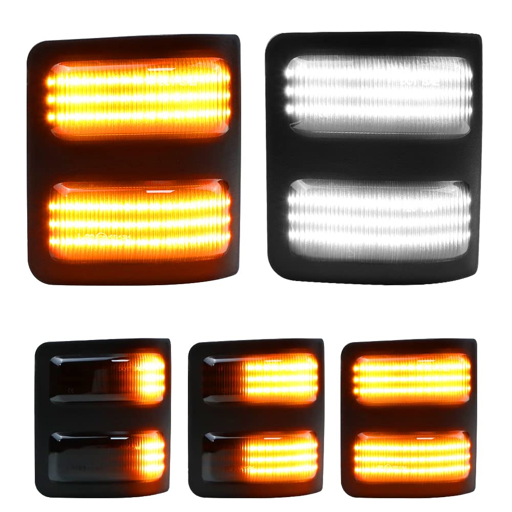 LED Side Mirror Marker Lights with Dynamic Switchback - Amber Turn Signal & White Running Lights for 2008-2016 Ford F250 F350 F450 F550 Super Duty - Perfect for Night Driving and Enhanced Vehicle Visibility
