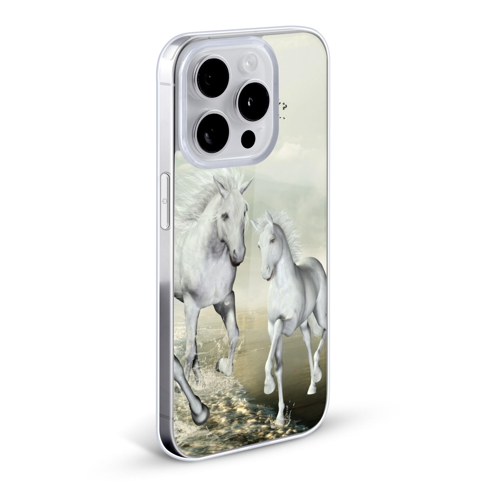 Head Case Designs Officially Licensed Simone Gatterwe White On The Beach Horses Soft Gel Case for Apple iPhone 7/8/SE 2020 & 2022 - Perfect for Beach Trips, Summer Vacations & Outdoor Adventures
