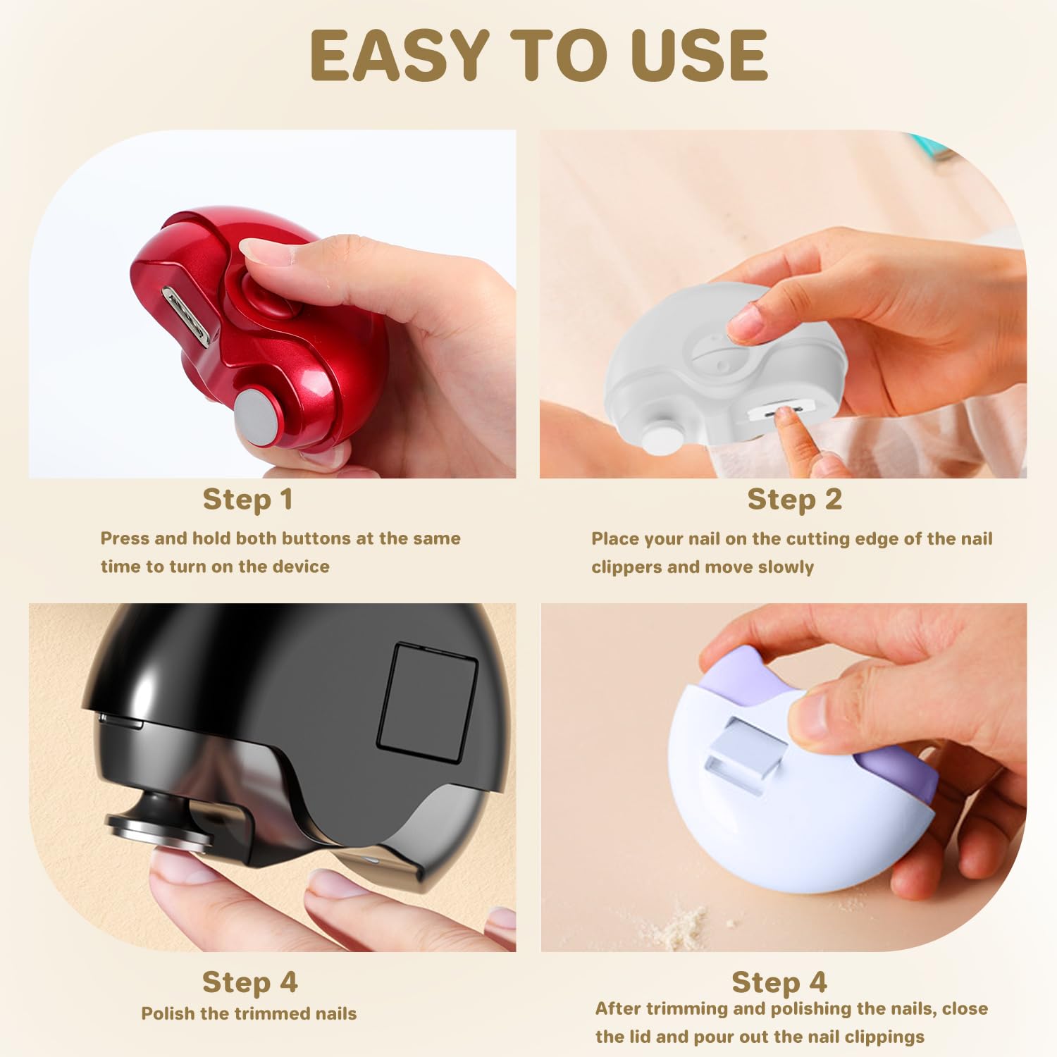 2 in 1 Electric Nail Clipper & Polisher - Automatic Nail Trimmer with 2 Speed Settings, Professional Fingernail & Toenail Clippers for Men, Women, Seniors & Kids (Black) - Perfect for Home, Travel & Salon Use