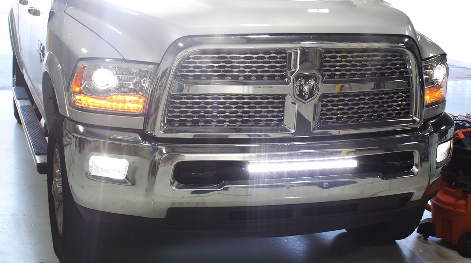 100W 20-Inch LED Light Bar with Bumper Mounting Bracket & Wiring Harness - Compatible with 2003-2018 Dodge RAM 2500 3500 Pickup Trucks - Perfect for Off-Roading, Night Driving, and Work Site Lighting