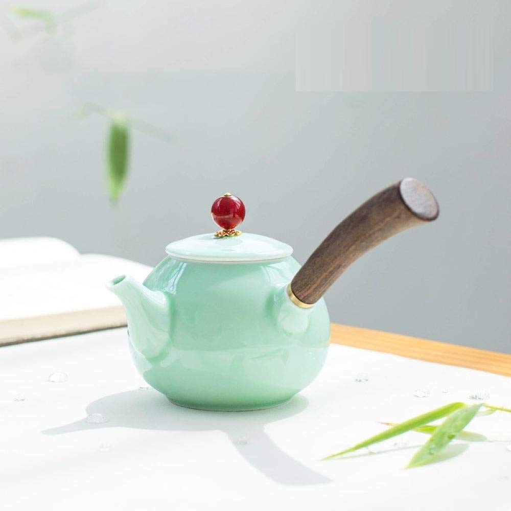Premium Ceramic Teapot with Celadon Glaze & Wooden Handle - 240ml Kung Fu Tea Set for Home & Office Use - Perfect for Chinese Tea Ceremony, Afternoon Tea, and Gift Giving
