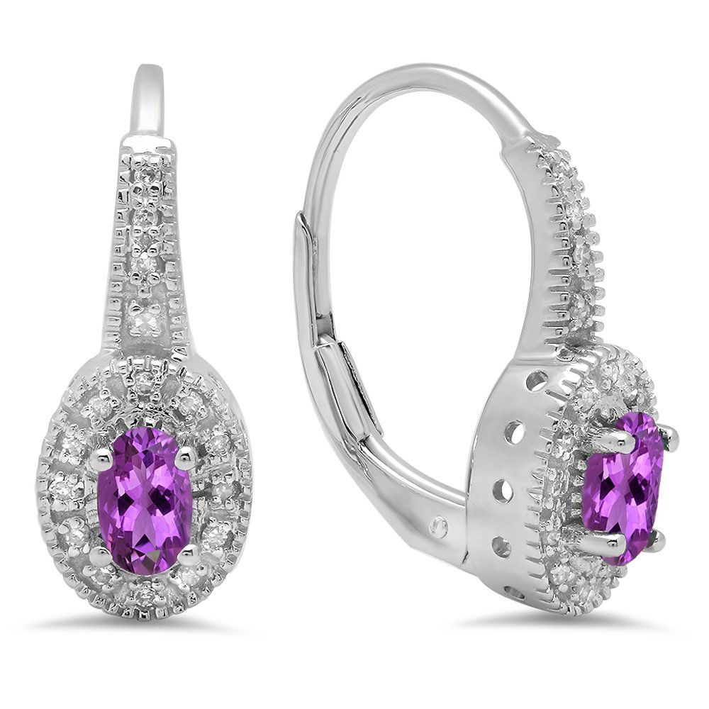Dazzlingrock 10K Solid White Gold Halo Millgrain Hoop Earrings for Women - Elegant Jewelry for Parties, Weddings & Special Occasions