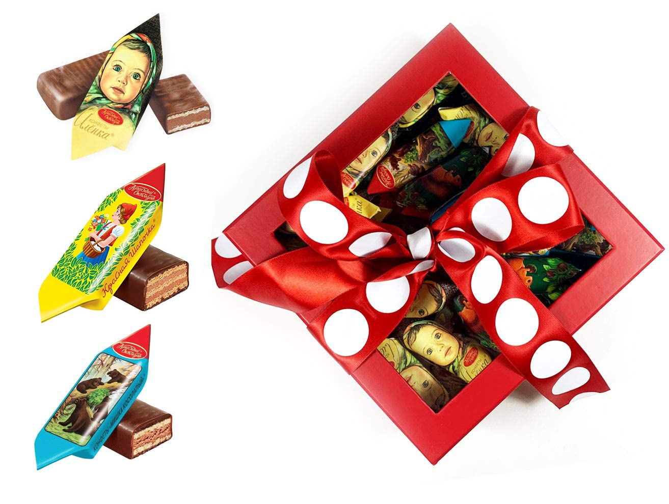 Premium Russian Chocolate Gift Box - Assorted Candy Mix by Red October, Mishka, Red Riding Hood & Alenka (2 lb / 900g) - Perfect for Holidays, Birthdays & Corporate Gifts