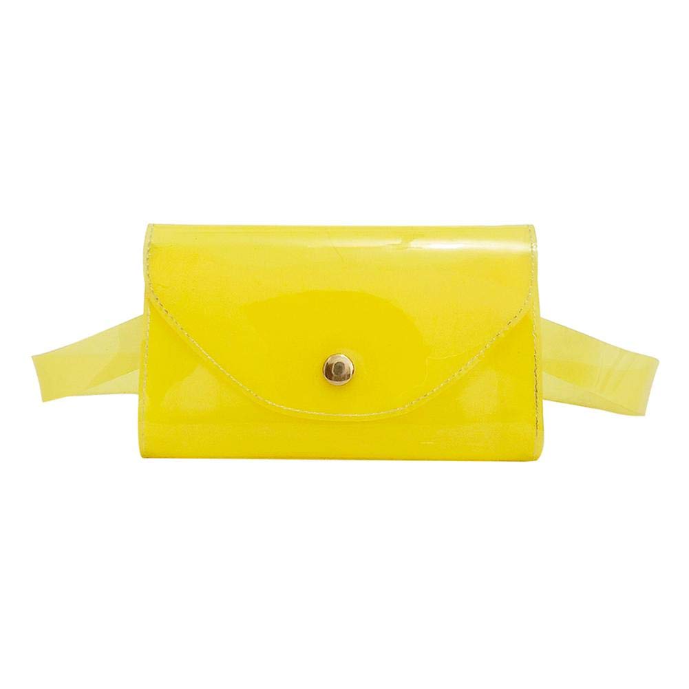 Waist Bag for Women - Transparent Jelly Fanny Pack with Adjustable Belt, Beach Essentials Pouch, Crossbody Chest Bag - Yellow | Perfect for Travel, Running, Hiking & Outdoor Activities