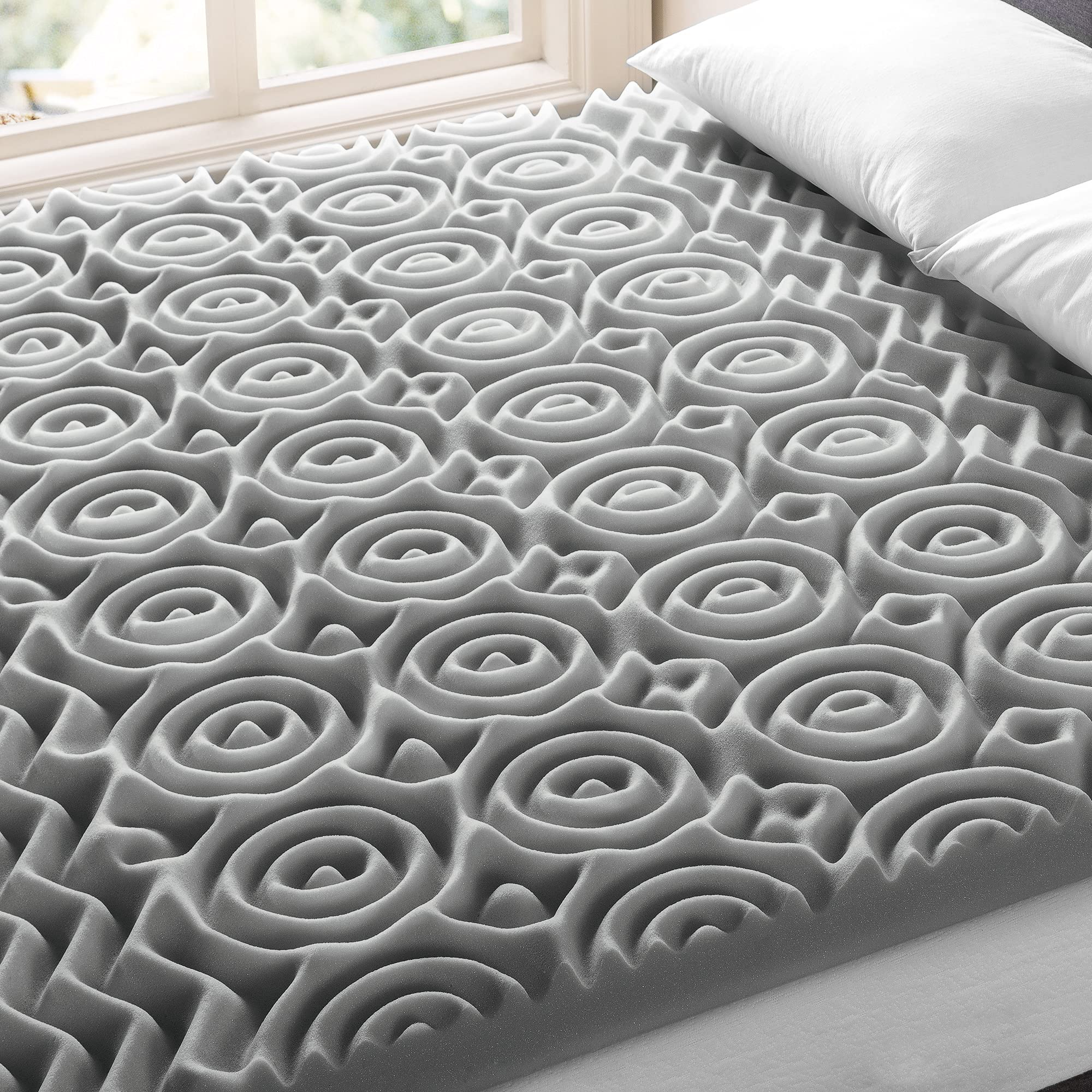 3 Inch 5-Zone Memory Foam Mattress Topper with Plant-Based Infusion - CertiPUR-US Certified Cooling Mattress Pad for Pressure Relief - Full Size Grey Bed Topper for Back Pain & Hot Sleepers - Perfect for Guest Beds, Dorm Rooms & Home Comfort Upgrade