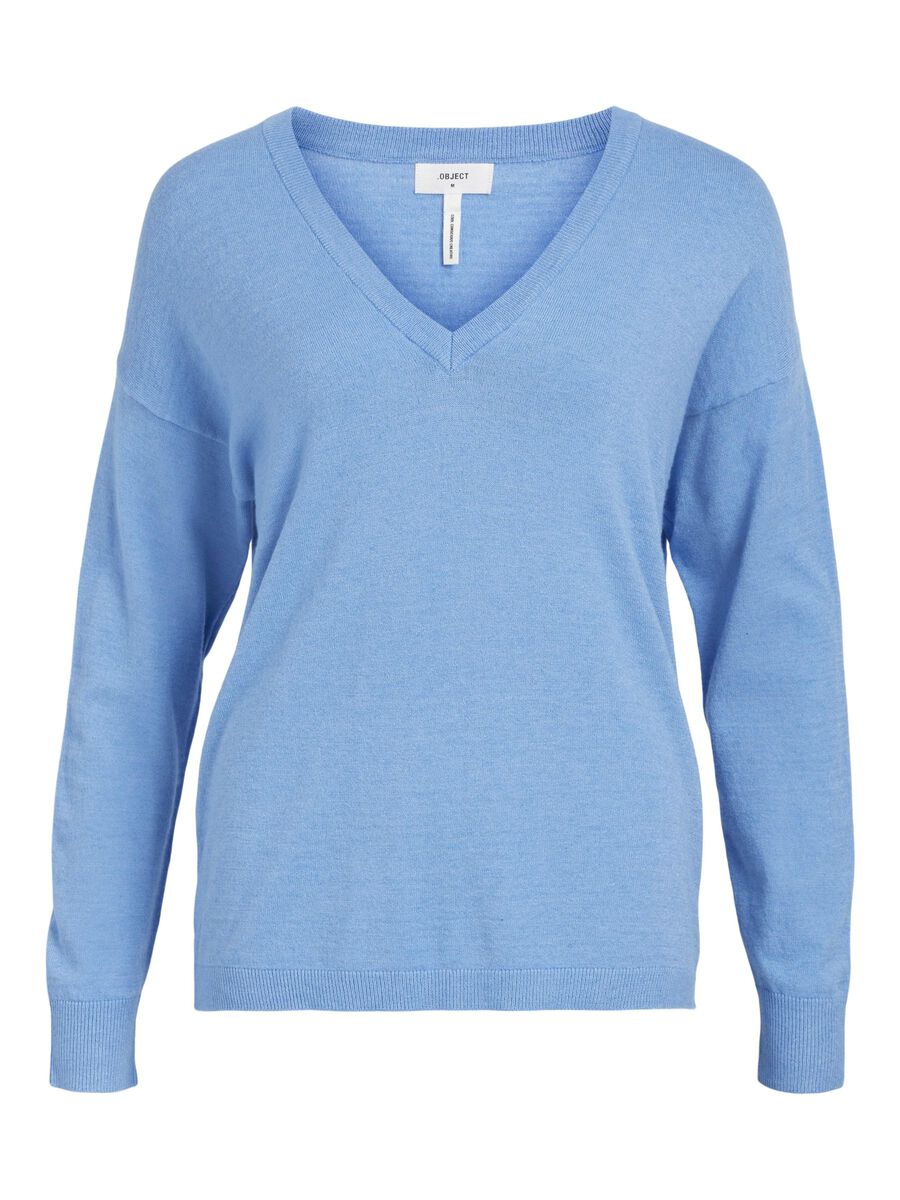 ELEANA V-Neck Jumper Sweater for Women - Soft & Stylish Pullover in Provence/Melange Colors - Perfect for Casual Wear, Office Outfits & Fall Fashion