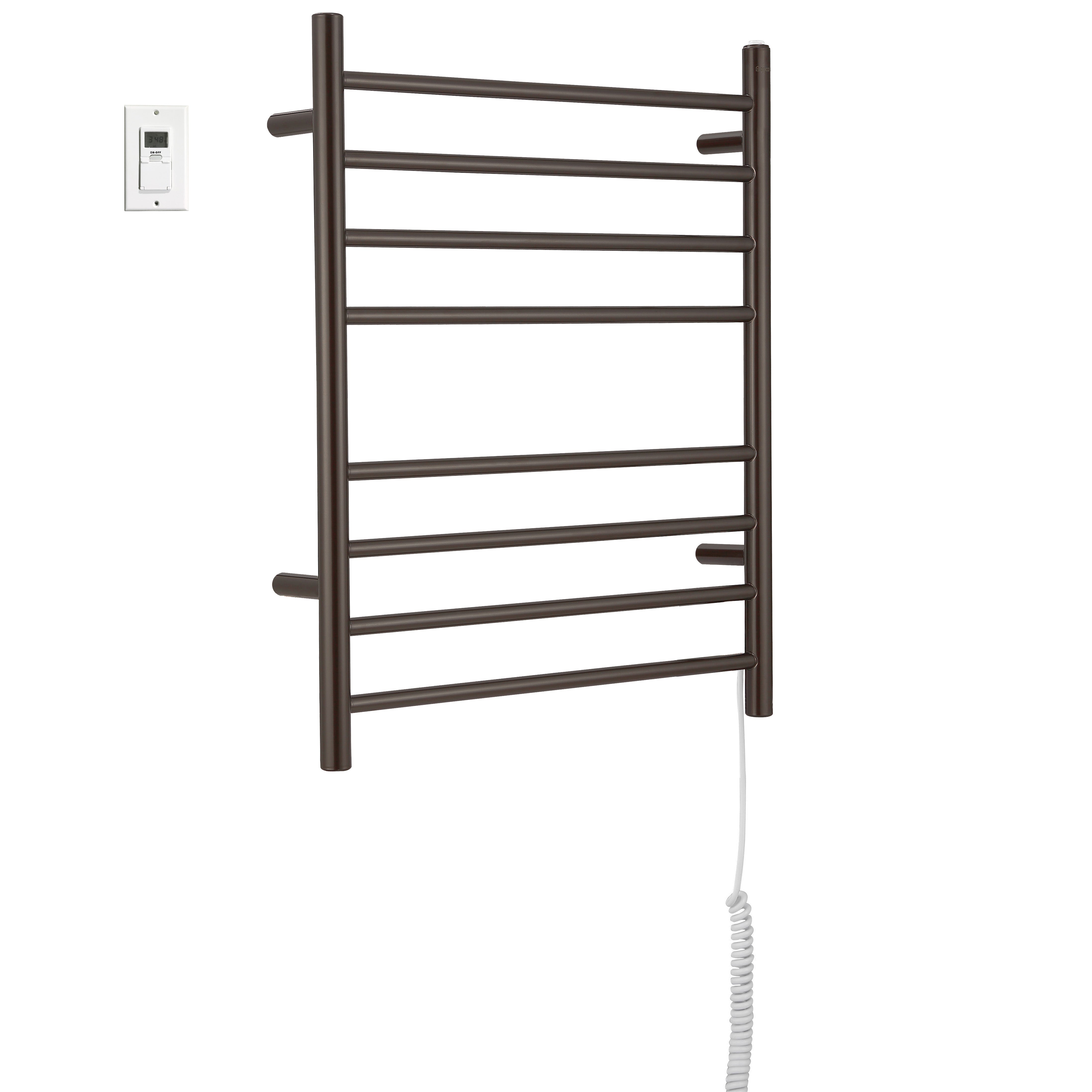 Ancona Prestige Dual 8 Bar Hardwired & Plug-in Bathroom Towel Warmer - Oil Rubbed Bronze Finish with Digital Timer - Perfect for Spa, Luxury Hotels & Home Bathrooms