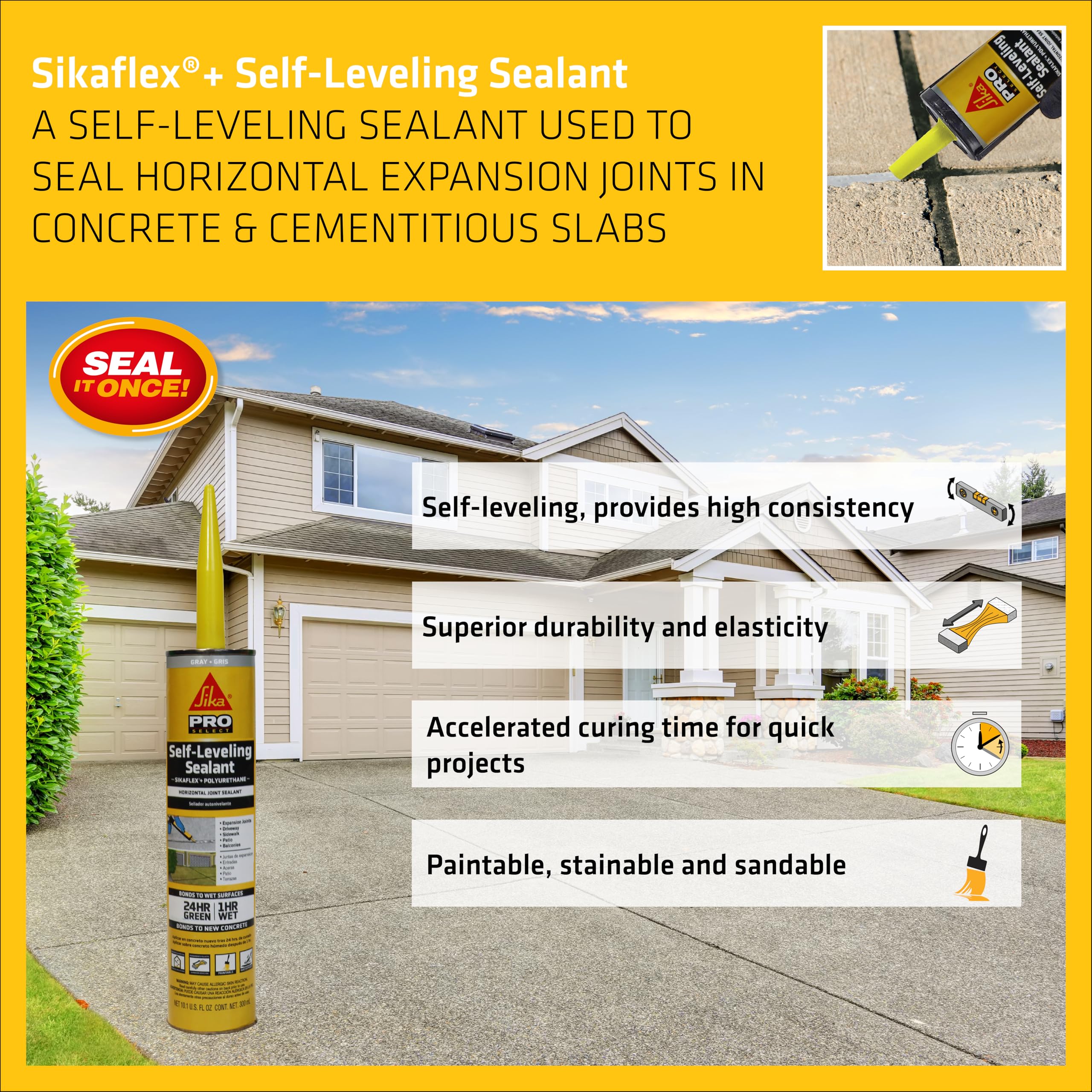 12 Pack Sika 515304 Sikaflex 10.1 Oz Gray Self-Leveling Sealant - Perfect for Roofing, Concrete Joints & Marine Applications