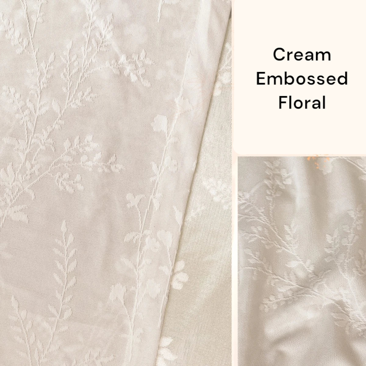 Miriam Delicate Botanical Semi-Sheer Custom Curtains for Living Room & Bedroom - Floral Sheer Window Drapes with Nature-Inspired Design for Home Decor