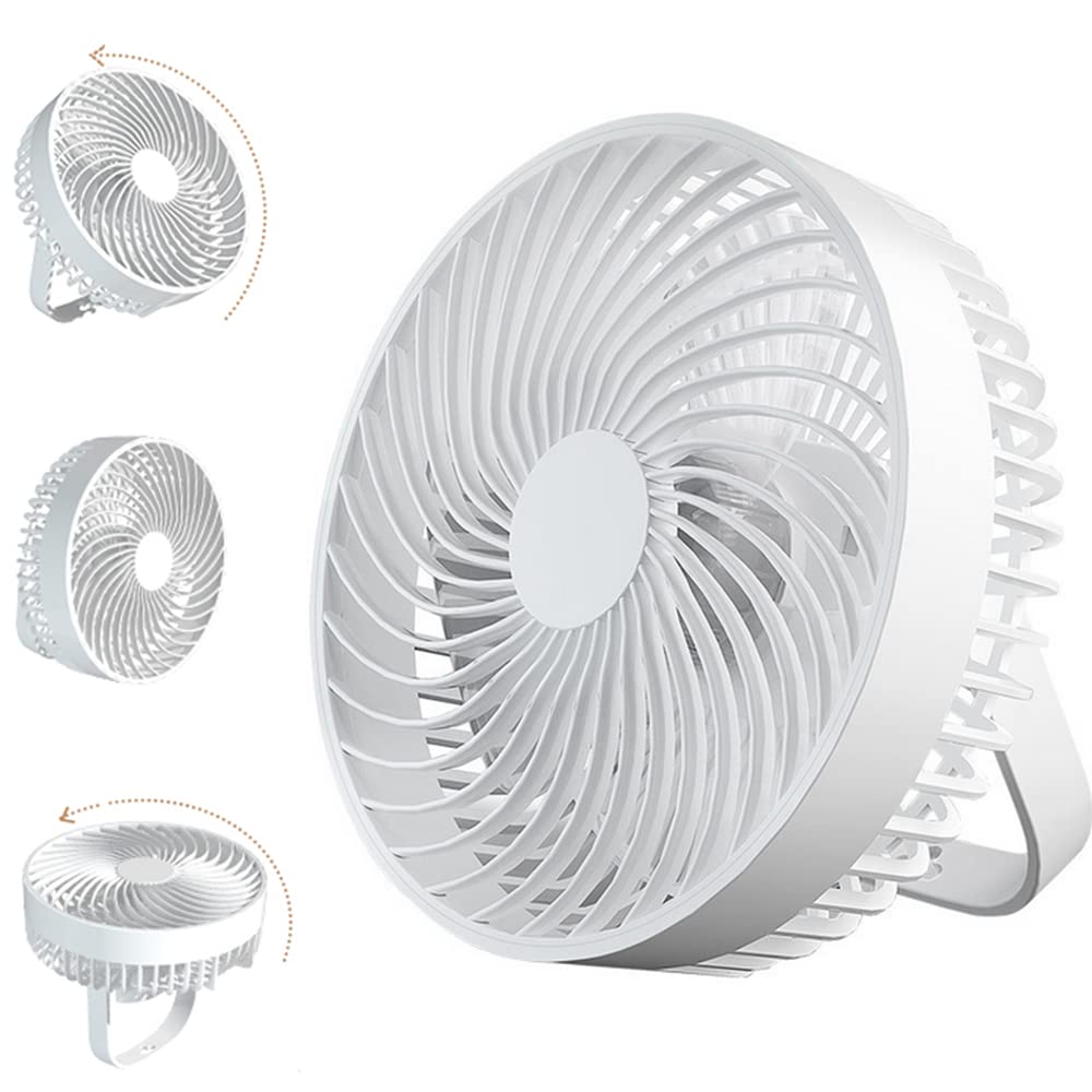 7 Inch USB Rechargeable Portable Desk Fan with LED Lights - 3 Speed Quiet Mini Fan for Travel, Office, Baby Stroller & Camping | Personal Cooling Fan for Home, Car & Outdoor Activities