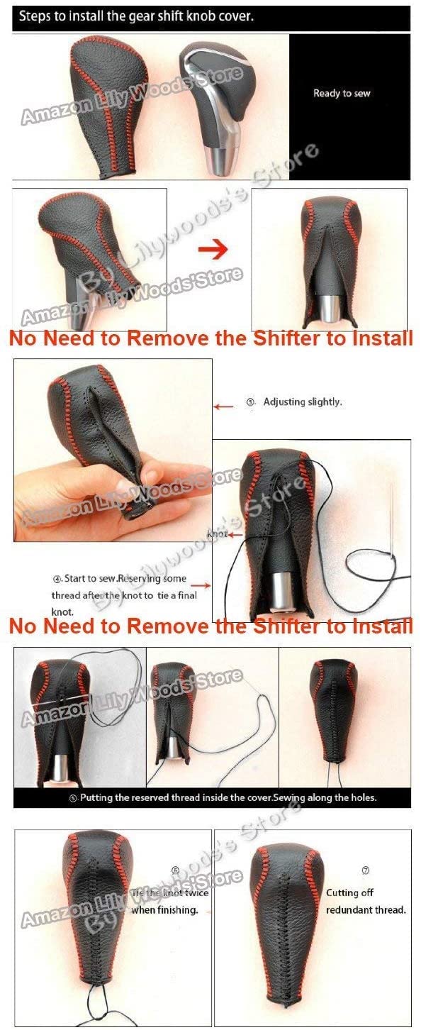Genuine Leather Gear Shift Knob Cover for Volkswagen VW Golf Jetta Atlas Passat Tiguan Touareg Beetle GLI GTI R CC E-Golf - Automatic Transmission Accessories (Custom Fit) - Perfect for Car Interior Upgrade & Comfort Driving