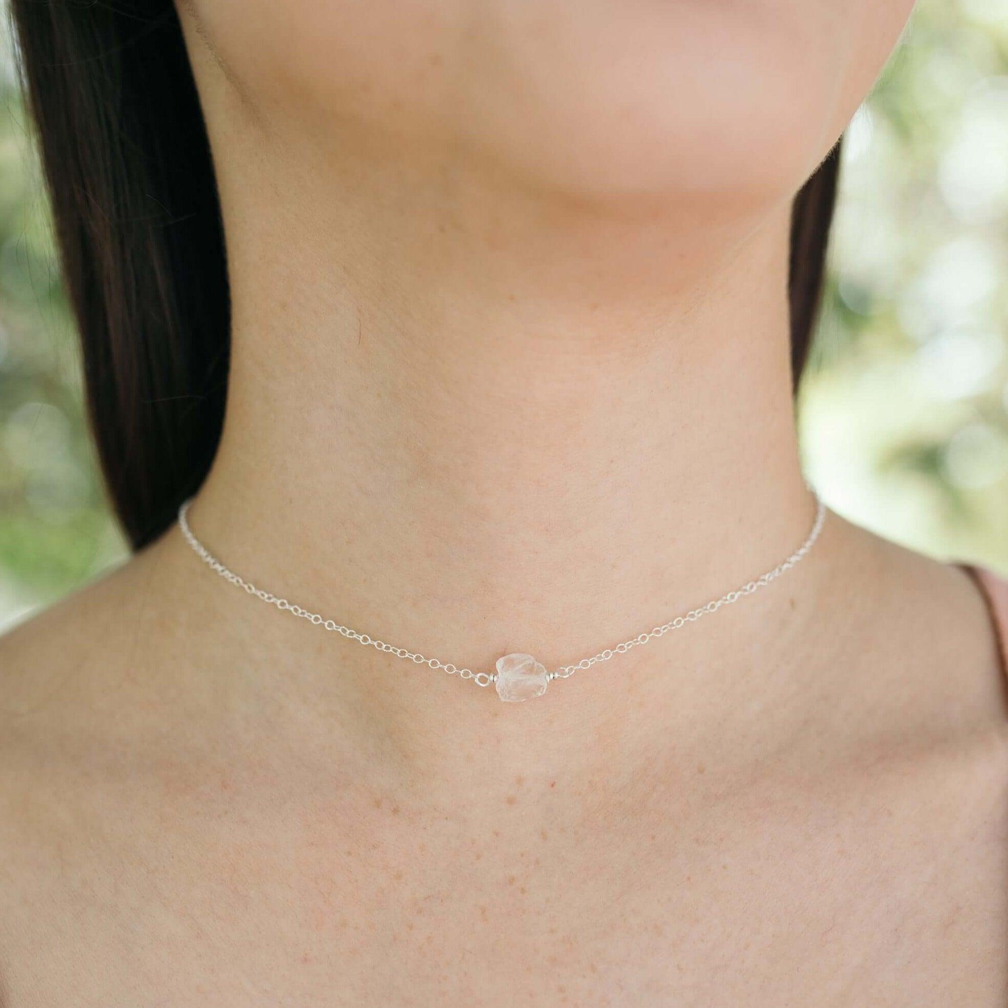 Natural Raw Quartz Crystal Nugget Choker Necklace - Healing Stone Jewelry for Women, Boho Chic Accessory | Perfect for Meditation, Yoga & Spiritual Healing