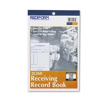 Rediform Carbonless Receiving Record Book - 50 Sheets, 3-Part NCR Paper, Pack of 15 - Ideal for Warehouse Inventory, Shipping Logs & Receipt Tracking