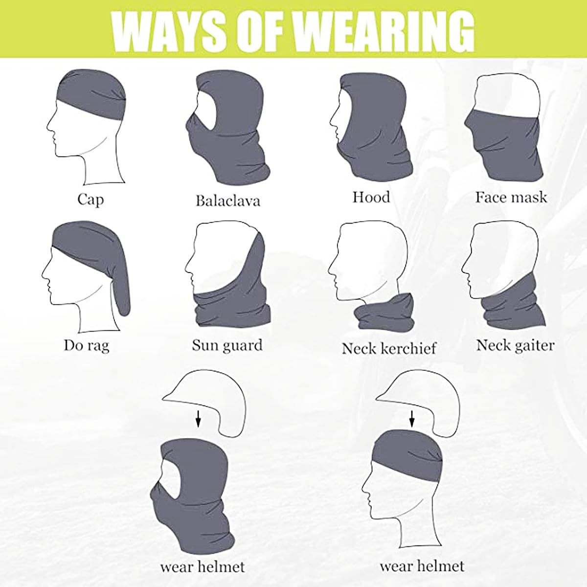 Ligart Balaclava Ski Mask - UV Protection Sun Hood, Lightweight Full Face Cover for Motorcycle, Running, Riding & Climbing - Outdoor Sports & Winter Activities