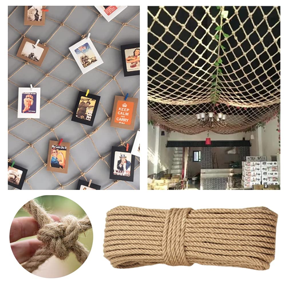 Outdoor Safety Rope Net - Durable Manila Jute Mesh for Balcony Railing Protection, Child Safety Fence, Garden Plant Support & Climbing Decor | Perfect for Home, Playground & Backyard Safety