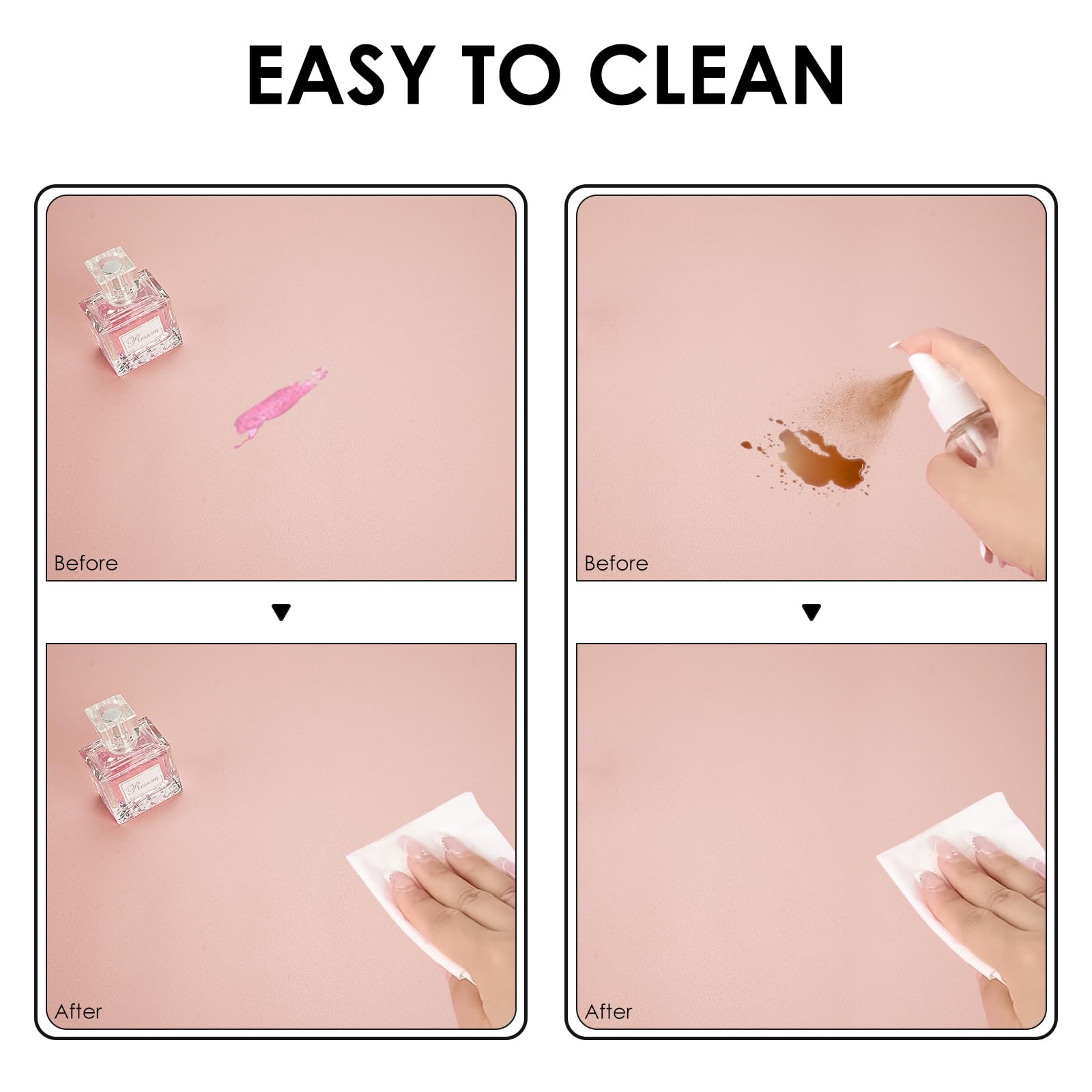 Premium Pink Nail Art Table Mat - Large Waterproof Heat Resistant PU Leather Desk Pad (31.4