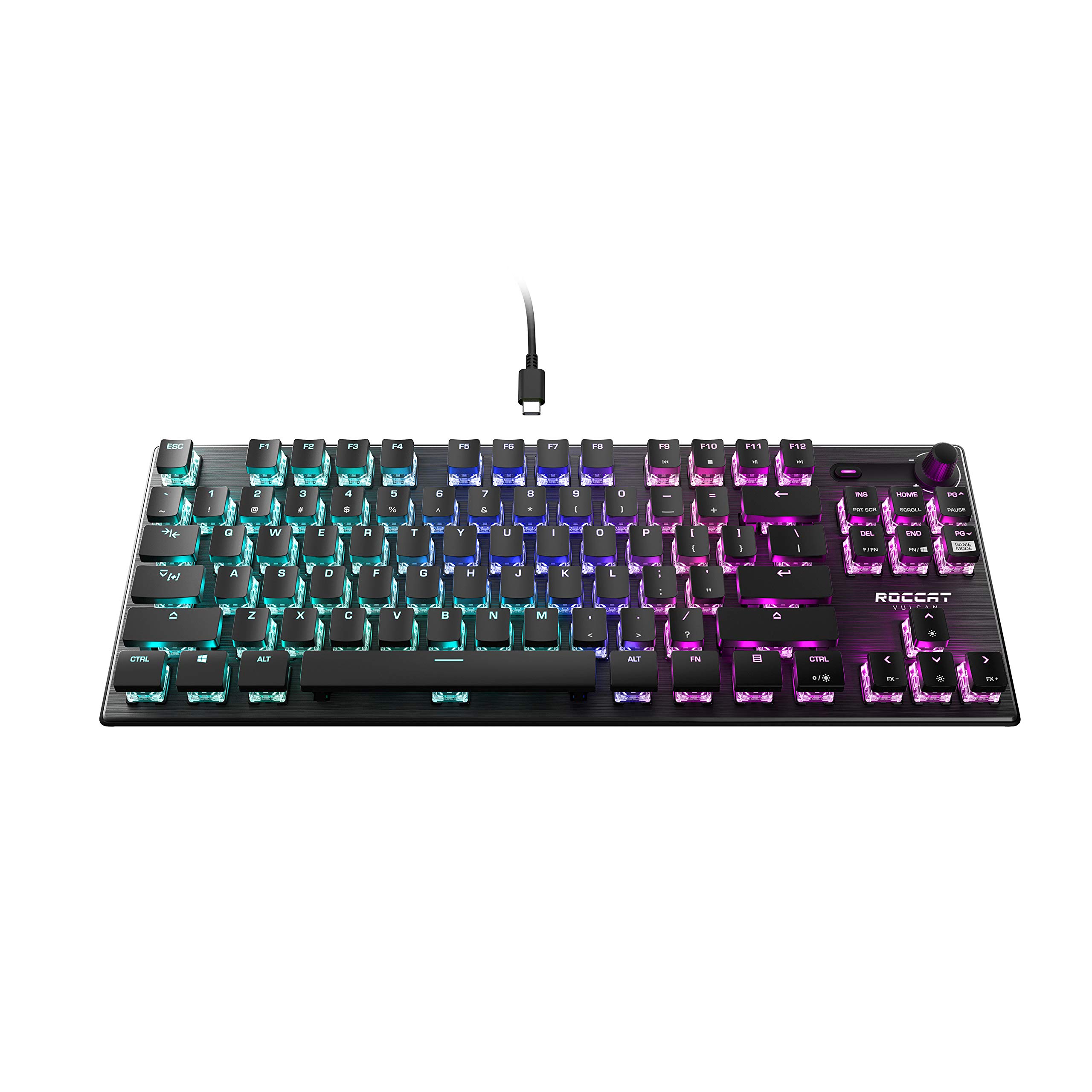 ROCCAT Vulcan TKL Compact Mechanical Gaming Keyboard - Titan Switch Optical, RGB AIMO Lighting, Anodized Aluminum Frame, Detachable USB-C - Tenkeyless Design for PC Gamers & Esports | Perfect for FPS, MOBA & Typing
