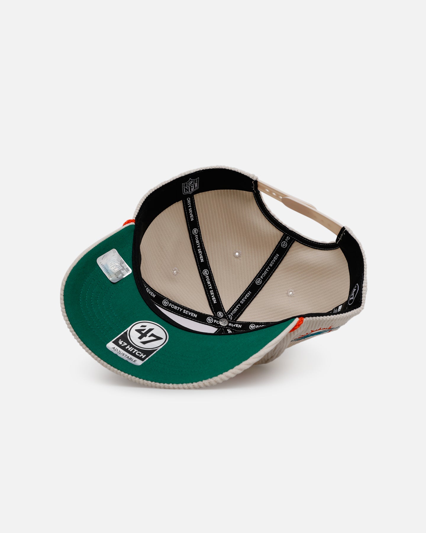 47 Brand Miami Dolphins 'Natural Script' Premium Hitch Corduroy Snapback Hat for Men - Perfect for NFL Games, Sports Events & Casual Wear