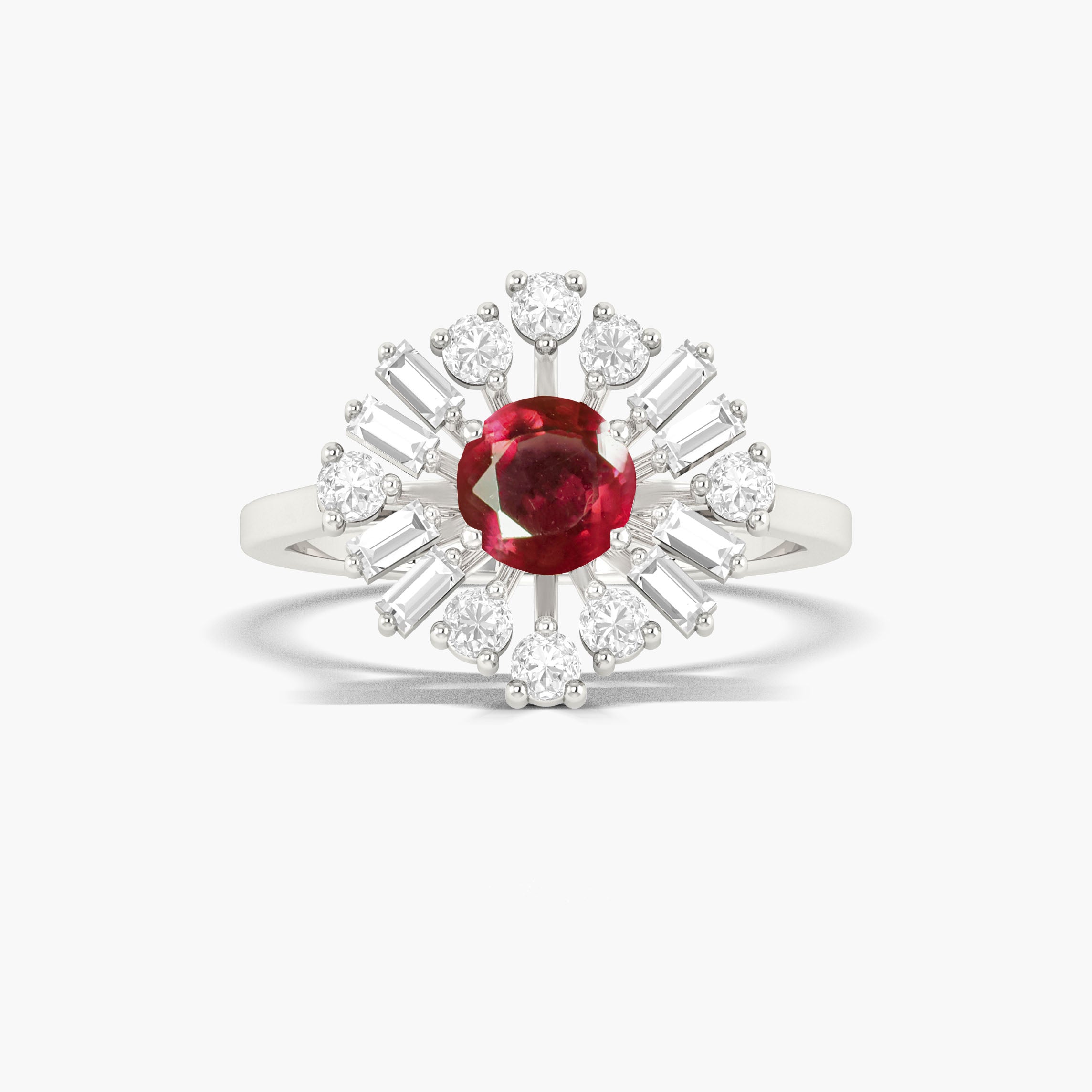 Natural Red Rose Round Ruby Statement Ring for Women - Elegant Vintage Jewelry Gift for Valentine's Day, Anniversary & Special Occasions