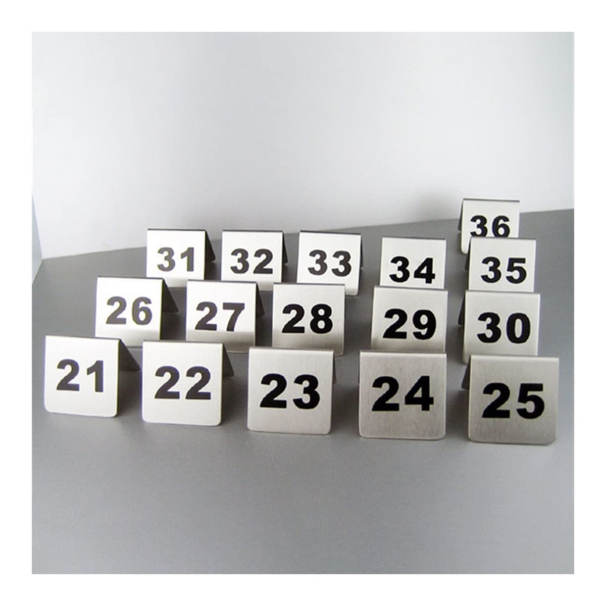 MULY Stainless Steel Table Number Cards 1-25/50/100, Double-Sided Wedding & Event Table Numbers for Restaurants, Cafes, Bars - Perfect for Seating, Parties, Catering & Decoration (Color: 1-50) | Durable & Elegant Table Markers for Indoor & Outdoor Events