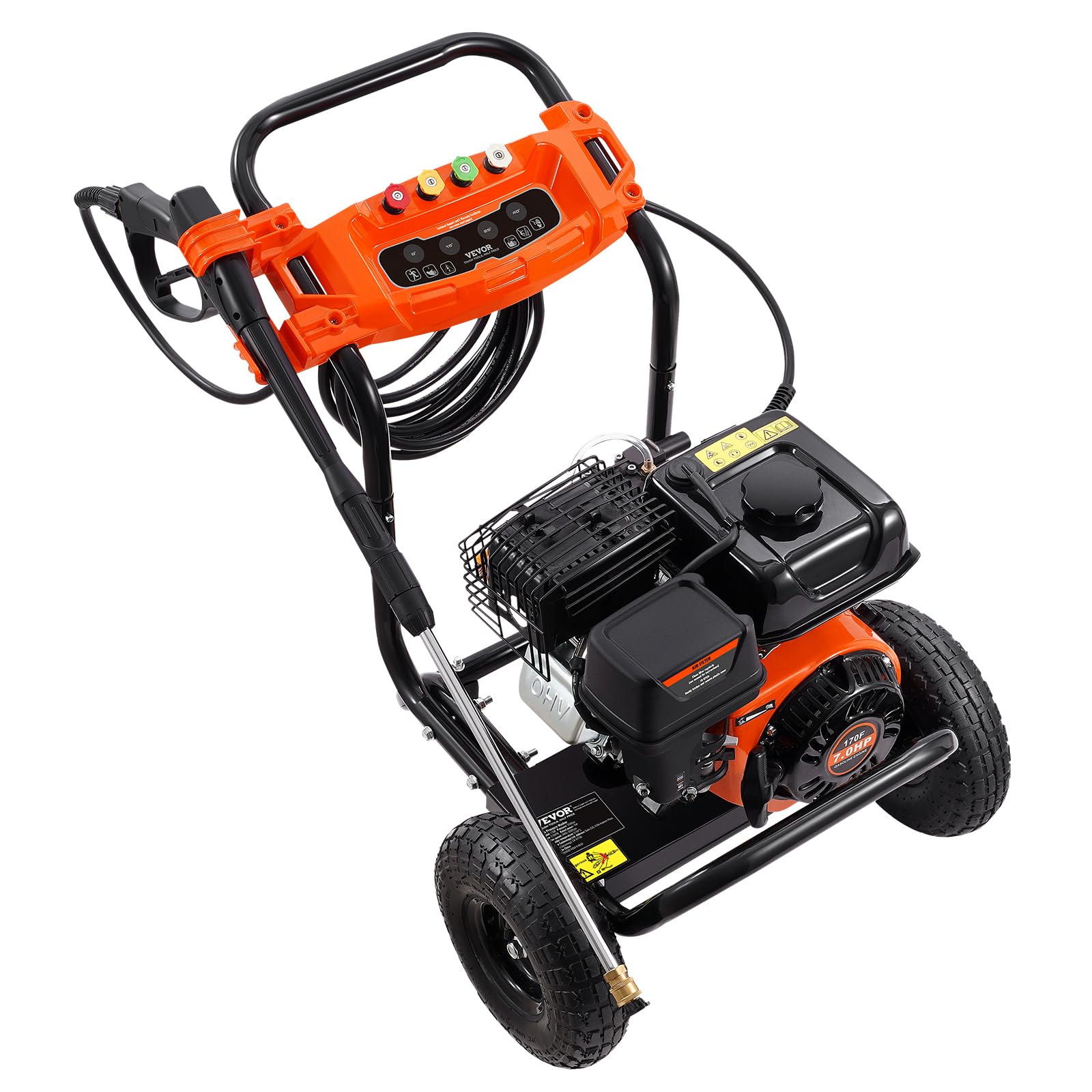VEVOR 3500 PSI 2.6 GPM Gas Pressure Washer with Aluminum Pump - Heavy Duty Power Washer Machine with Spray Gun, Extension Wand & 5 Nozzle Set - Ideal for Cleaning Cars, Driveways, Fences, Patio Furniture & Home Exteriors