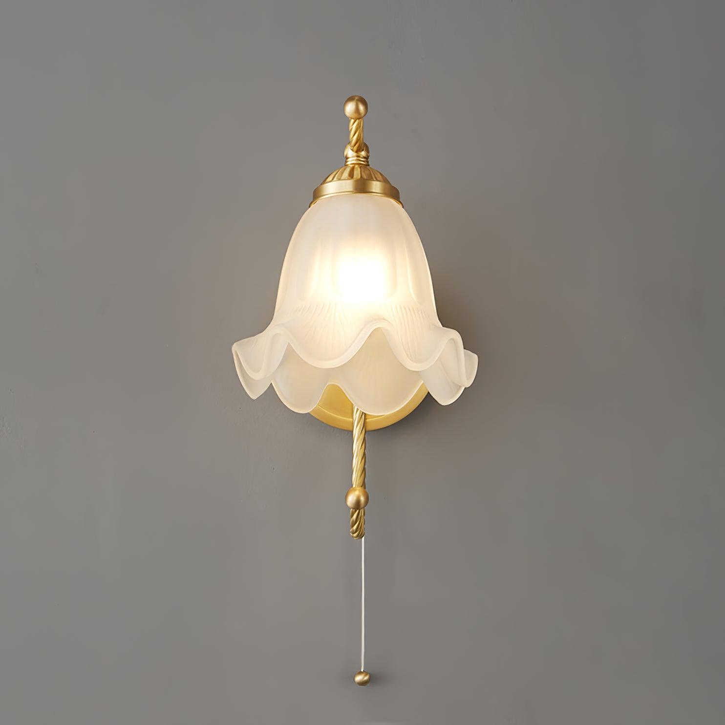 Vintage Brass Gooseneck Wall Sconce - Curved Glass Shade for Bedroom, Hallway & Porch Lighting - Antique Style Fixture with Adjustable Arm