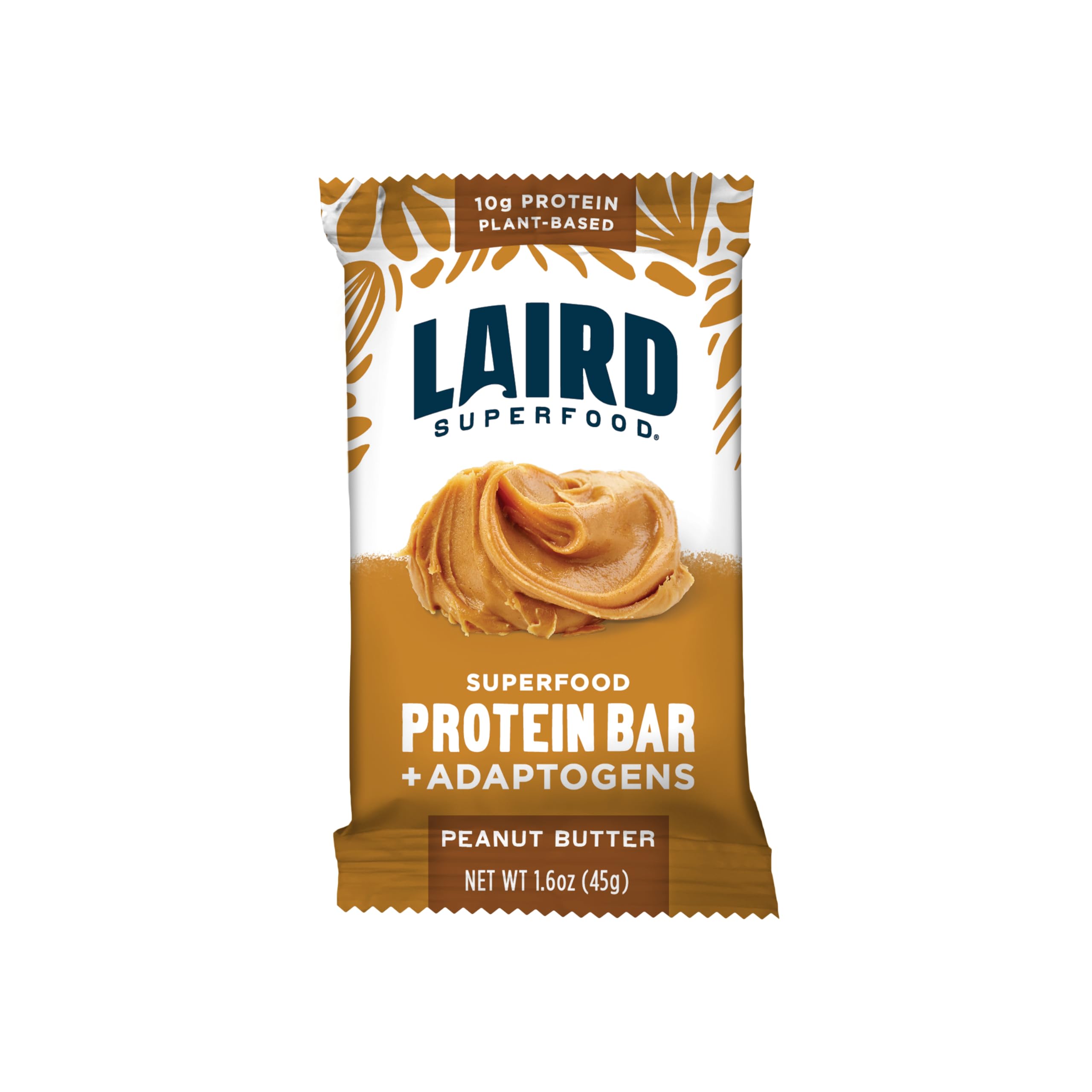 Laird Superfood Functional Protein Bars - 10g Plant-Based Protein, 6g Fiber, Non-GMO with Real Ingredients & Functional Mushrooms - Peanut Butter Flavor (10 Count) - Perfect for Post-Workout Recovery, Healthy Snacking & On-the-Go Nutrition