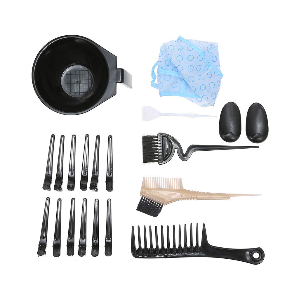 Ubersweet® 19PCS Professional Hair Coloring Kit - Salon-Grade Dye Brushes, Combs, Mixing Bowl, Sectioning Clips & Hair Dye Cap for Home & Barber Salon Use | Perfect for DIY Hair Color, Highlights & Balayage