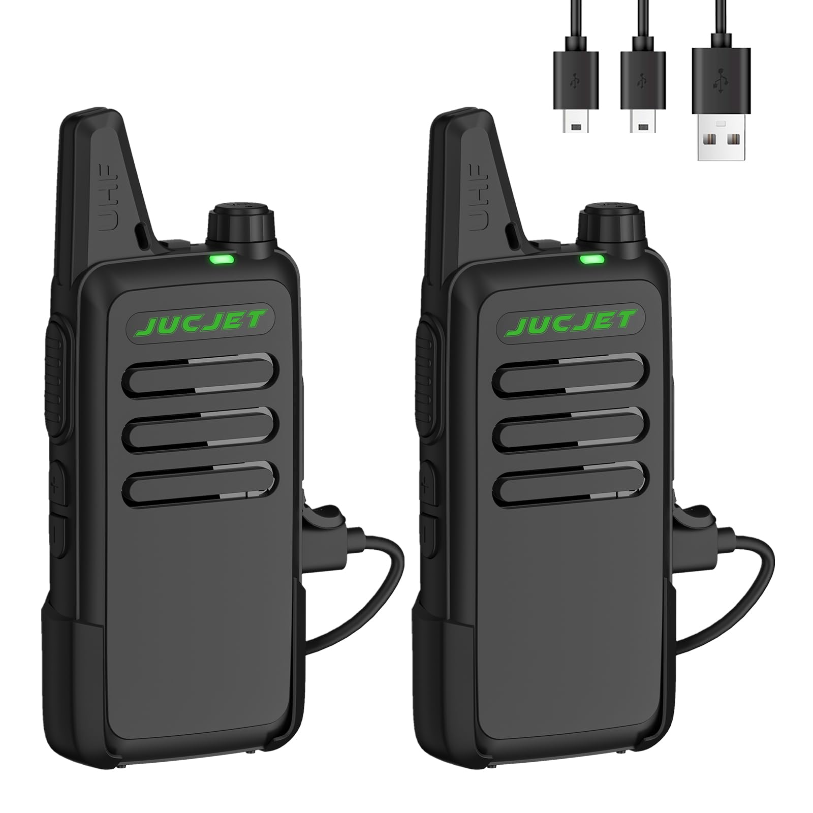 JUCJET T20 Rechargeable Walkie Talkies for Adults - 16 Channel VOX Hands-Free Two-Way Radios, Compact Outdoor PMR Radio with Clear Sound (2 Pack) - Perfect for Hiking, Camping, Construction & Emergency Communication