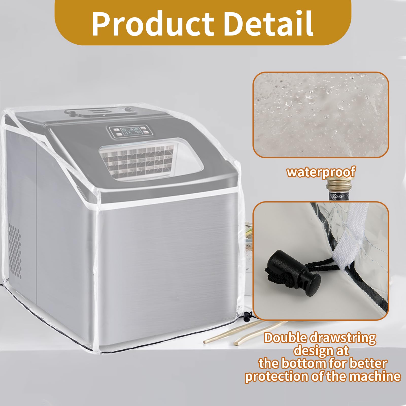 **PVC Ice Maker Cover - Dustproof & Waterproof Protective Shield for Portable Ice Machines, Ice Cube Makers & Countertop Appliances - Ideal for Home, Garage, Office & Outdoor Use**