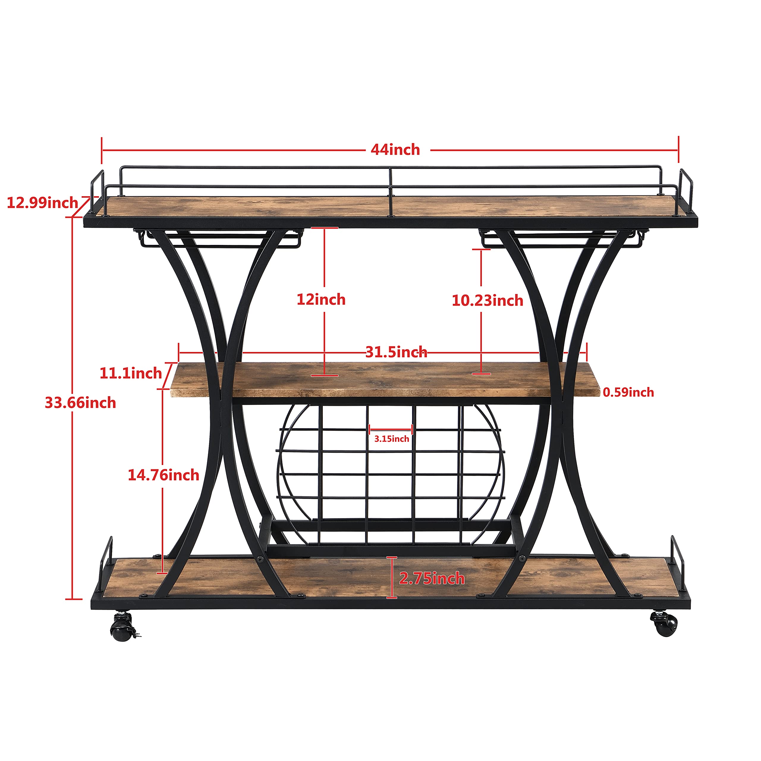 Goujxcy Mobile Kitchen Island Cart with Storage - Rolling Kitchen Cart with Drawers, Cabinets & Lockable Casters - Adjustable Shelves for Small Spaces (A1-Brown) - Perfect for Compact Kitchens, Dining Areas & Home Organization