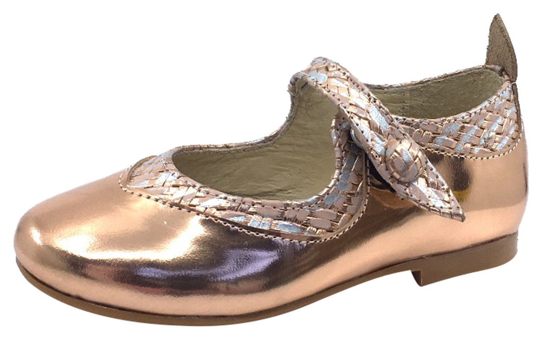 Luccini Girls Snap Mary Jane Shoes - Copper & Cork Trim - Comfortable & Stylish for School, Parties & Special Occasions