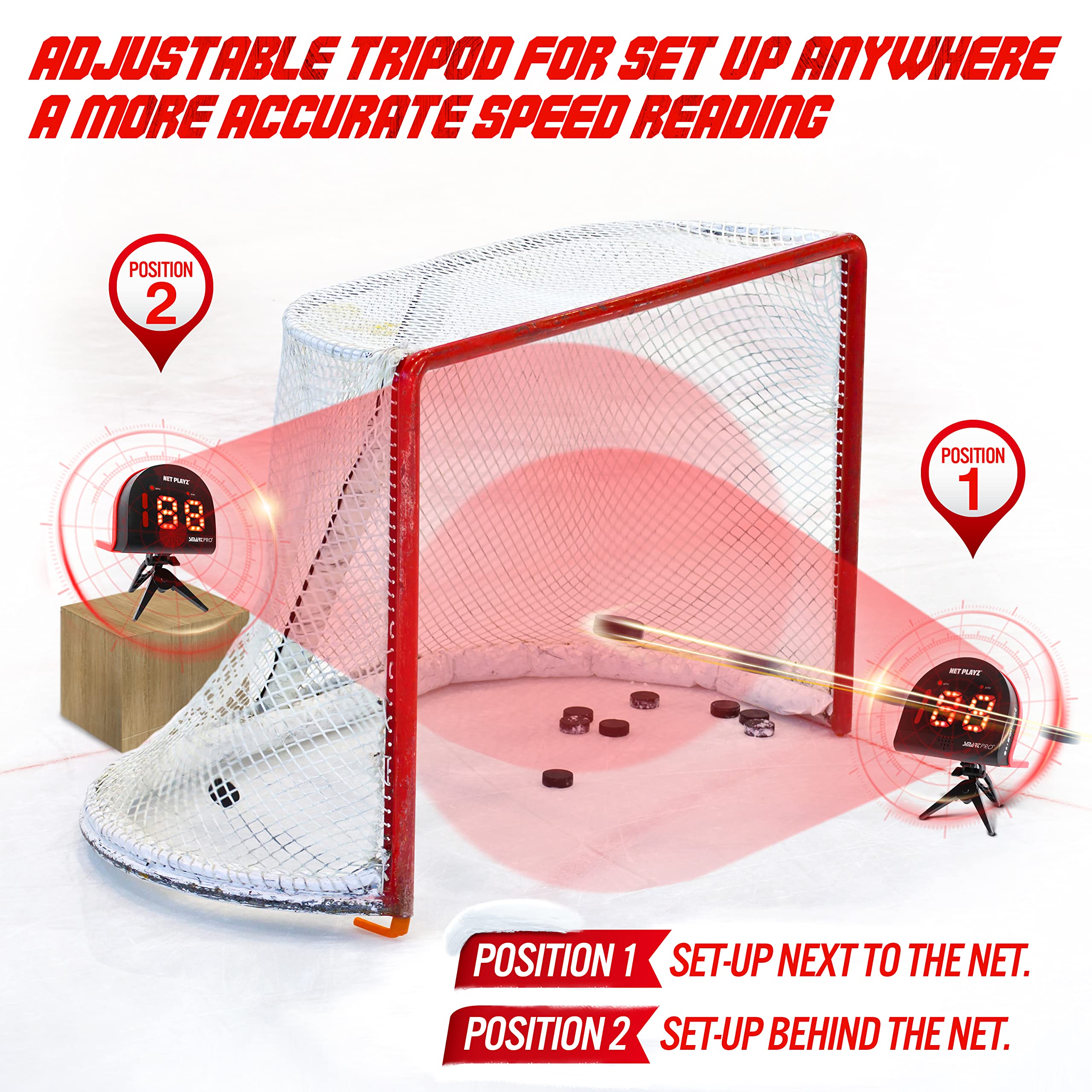 NetPlayz Hockey Training Gear - Radar Speed Gun & Sensor for Ice & Field Hockey