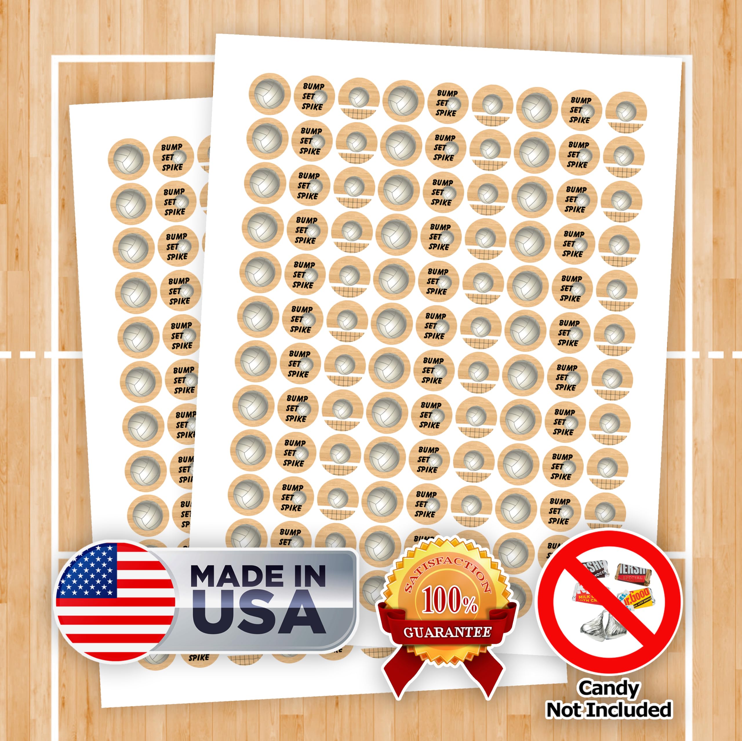 216 Sports Volleyball Kisses Stickers - Party Decor for Birthdays, Weddings & Events