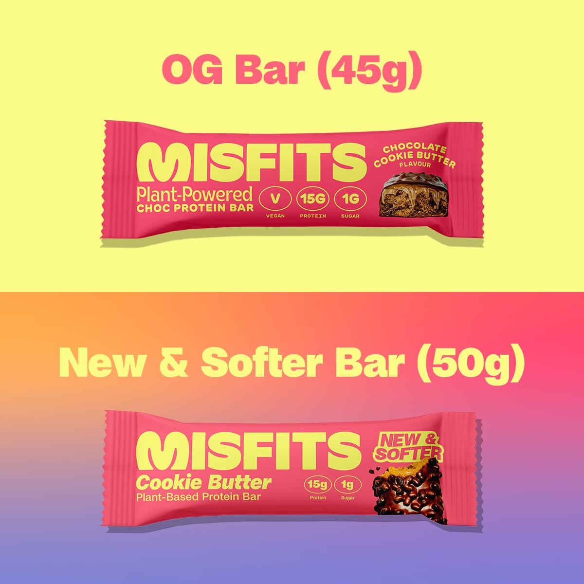Misfits Vegan Protein Bars - Plant Based, Low Sugar & Carb, High Fiber Snacks | Variety Pack of 12 (4 Flavors) | Perfect for Post-Workout Recovery, Healthy On-the-Go Snacking & Weight Management
