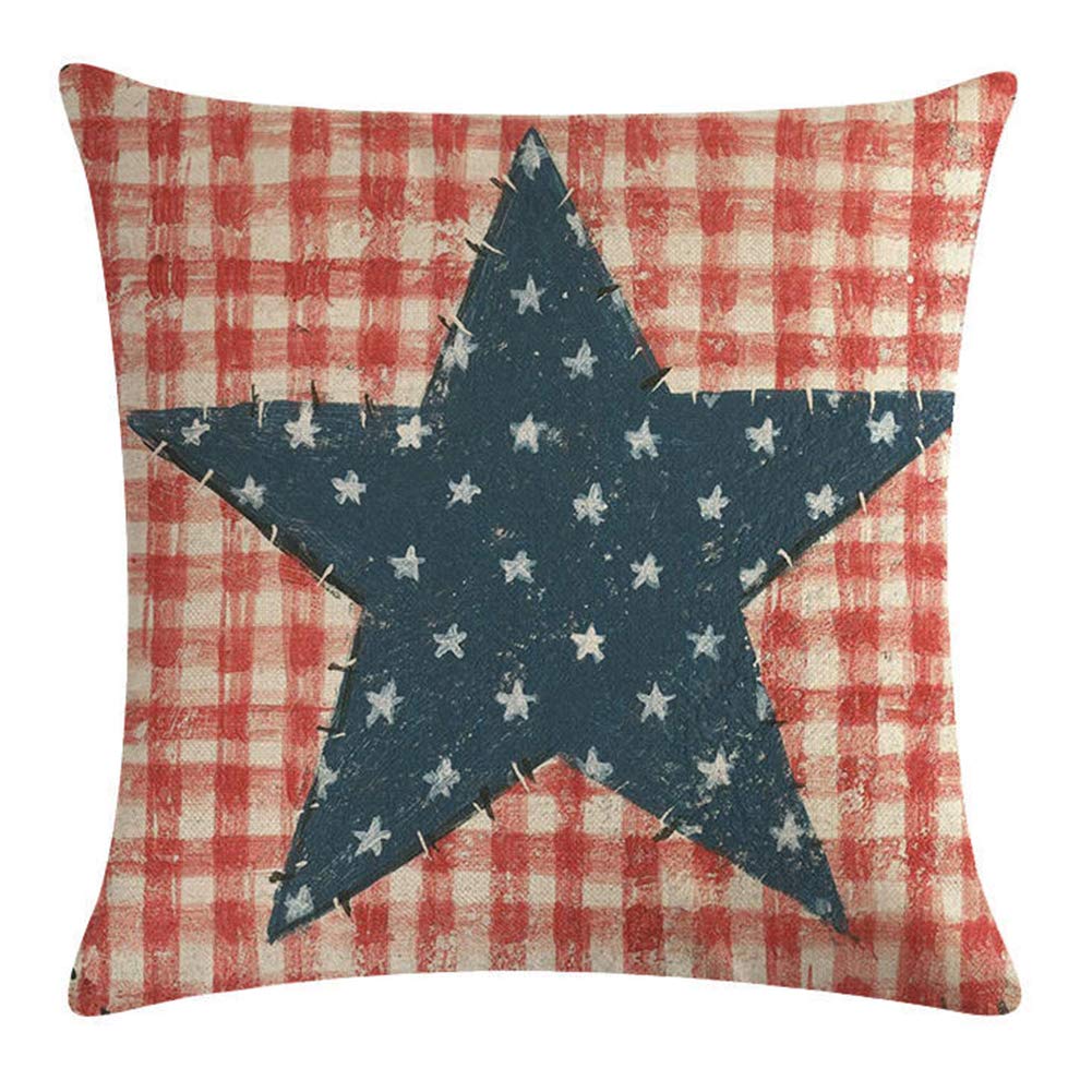 USA Patriotic American Flag Pillow Covers - Set of 4 (18x18 Inch) Cotton Linen Throw Pillow Cases for 4th of July, Independence Day & Home Decor - Perfect for Sofa, Bedroom & Outdoor Celebrations