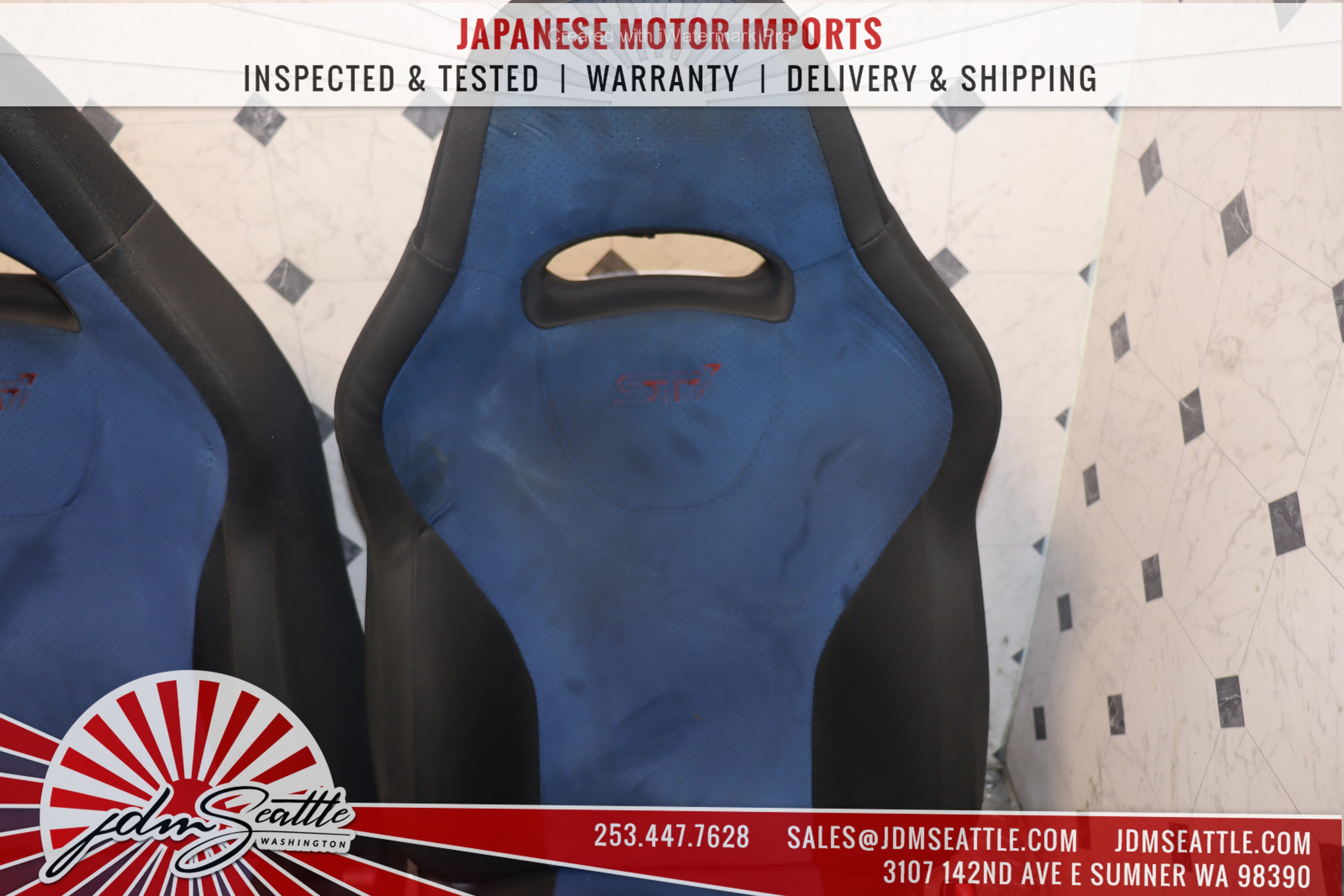 2002-2007 Subaru Impreza WRX STI GDB Complete Blue Front & Rear Seats - JDM Performance Upgrade for Racing & Street Use