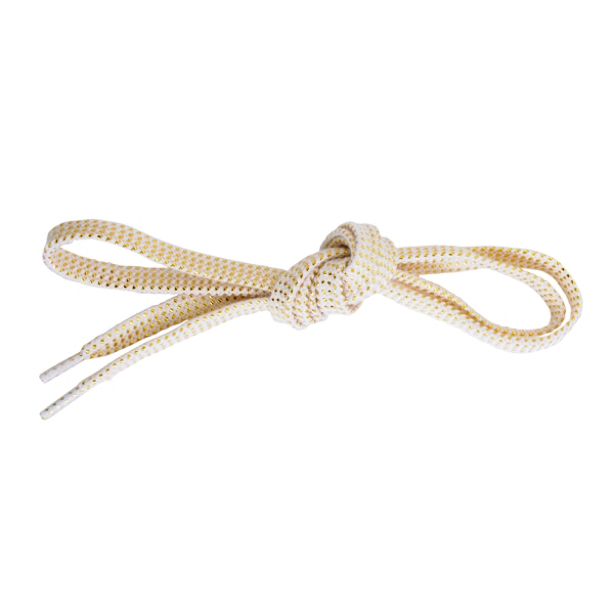Premium White & Gold Flat Shoelaces - Made in Japan - Perfect for Sneakers, Dress Shoes & Casual Wear