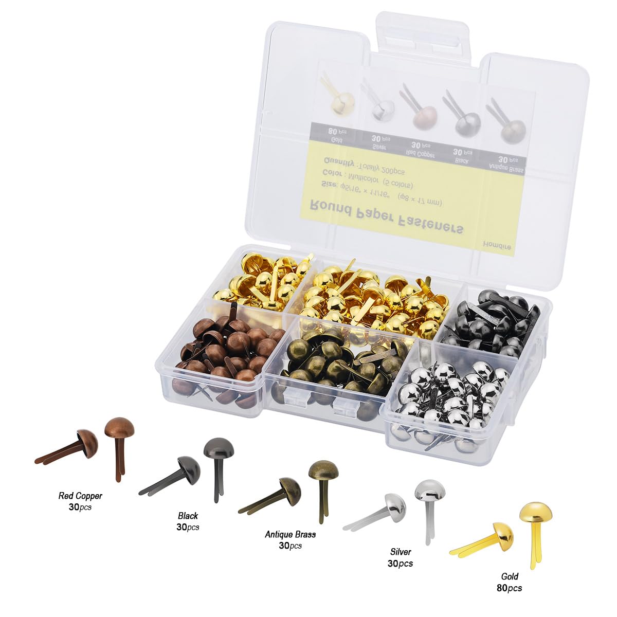 200pcs Multicolor Metal Paper Fasteners - 8x17mm Round Head Brads for Scrapbooking, Card Making & DIY Crafts | Split Pin Fasteners for Paper Projects, Journals & School Supplies