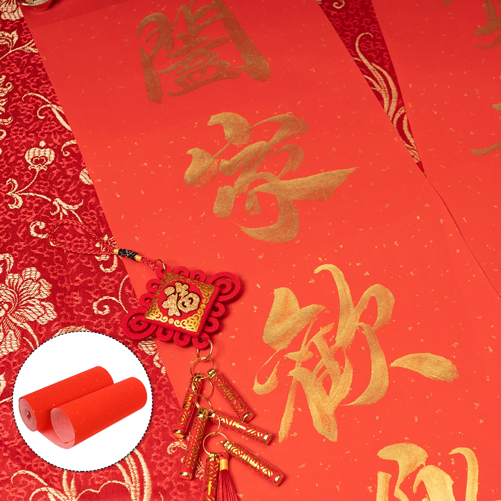 EXCEART Red Xuan Paper Roll - Traditional Chinese Rice Paper for Spring Festival, Calligraphy & Couplets (Chunlian/Duilian) - Perfect for Home Decoration, Cultural Events & Chinese New Year Celebrations