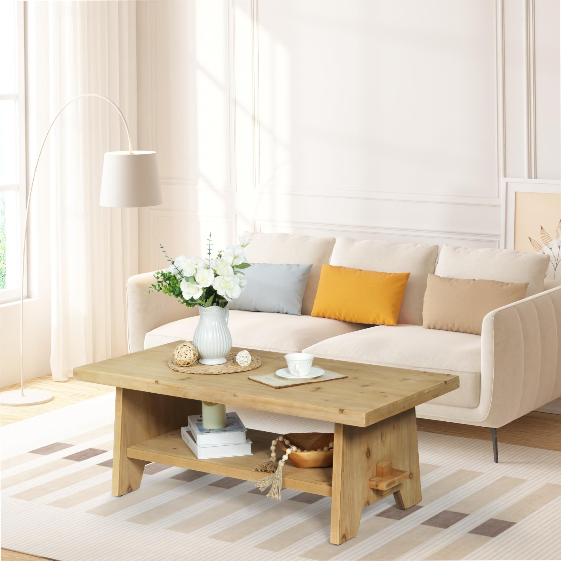 Rustic Farmhouse Wood Coffee Table - 43.4