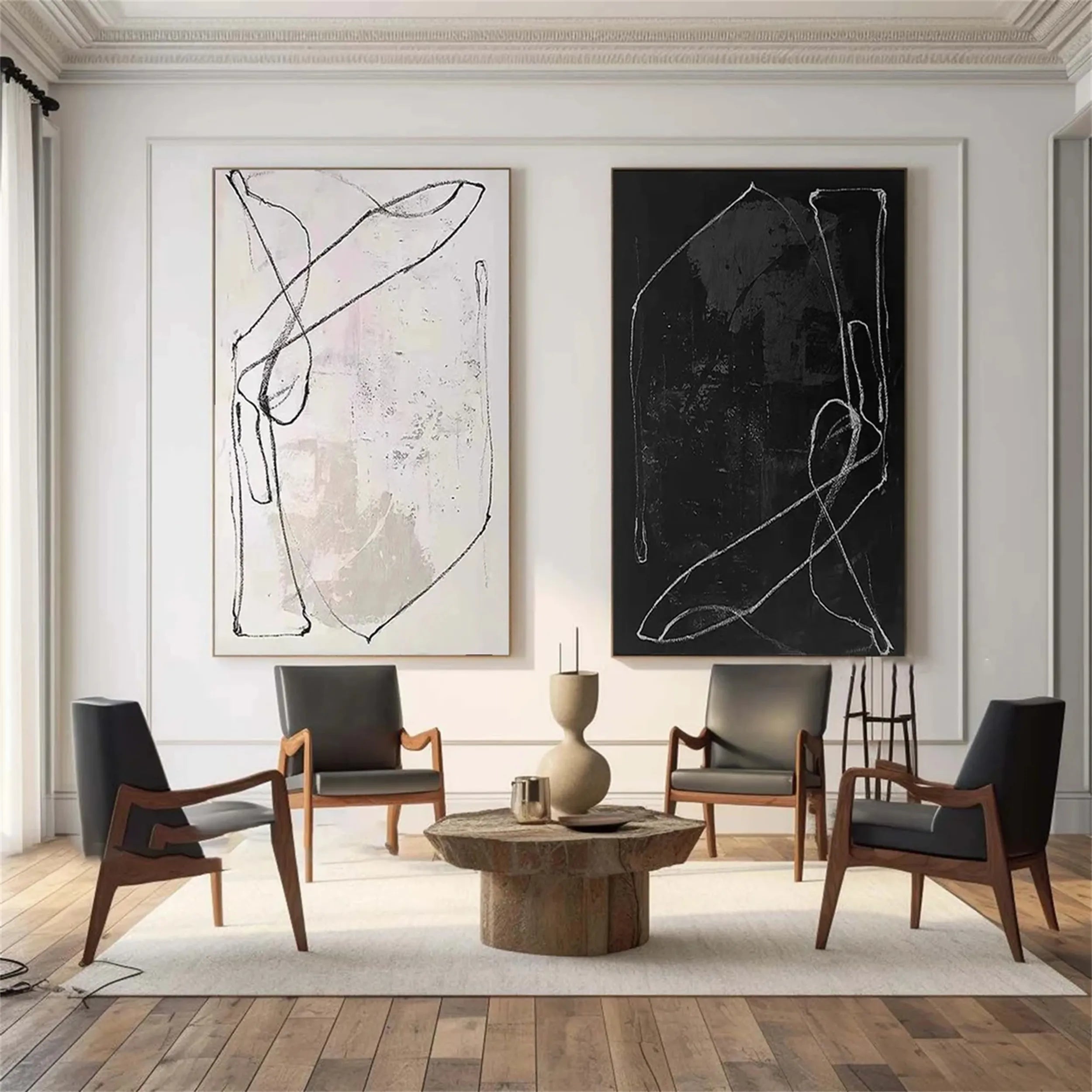 Abstract Painting Set of 2 Modern Wall Art - #AB117 - Perfect for Living Room, Bedroom & Office Decor