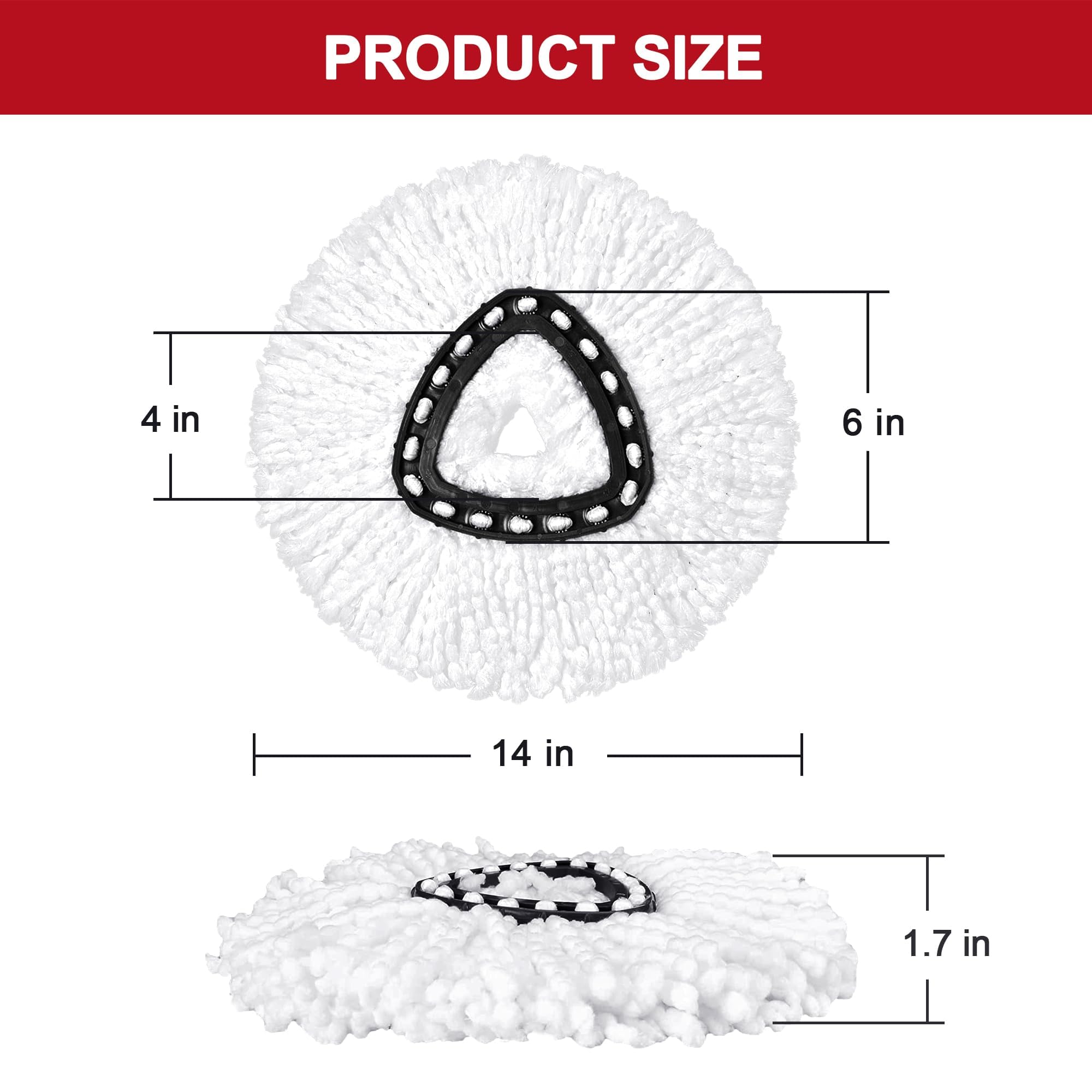Replacement Mop Heads for O-Cedar Easy Wring Spin Mop - 4 Pack Microfiber Spin Mop Refills - Easy Cleaning Mop Head Replacement (White) - Perfect for Hardwood Floors, Tile & Kitchen Cleaning
