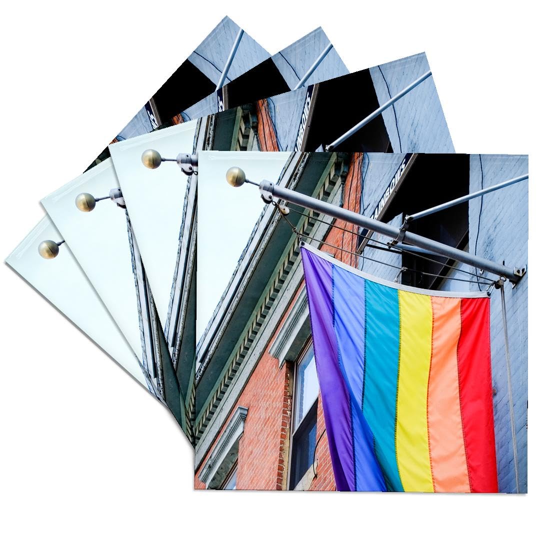 3D Rose Gay Pride Flag New York USA Ceramic Tile Coasters - Perfect for LGBTQ+ Events, Home Decor & Bar Accessories