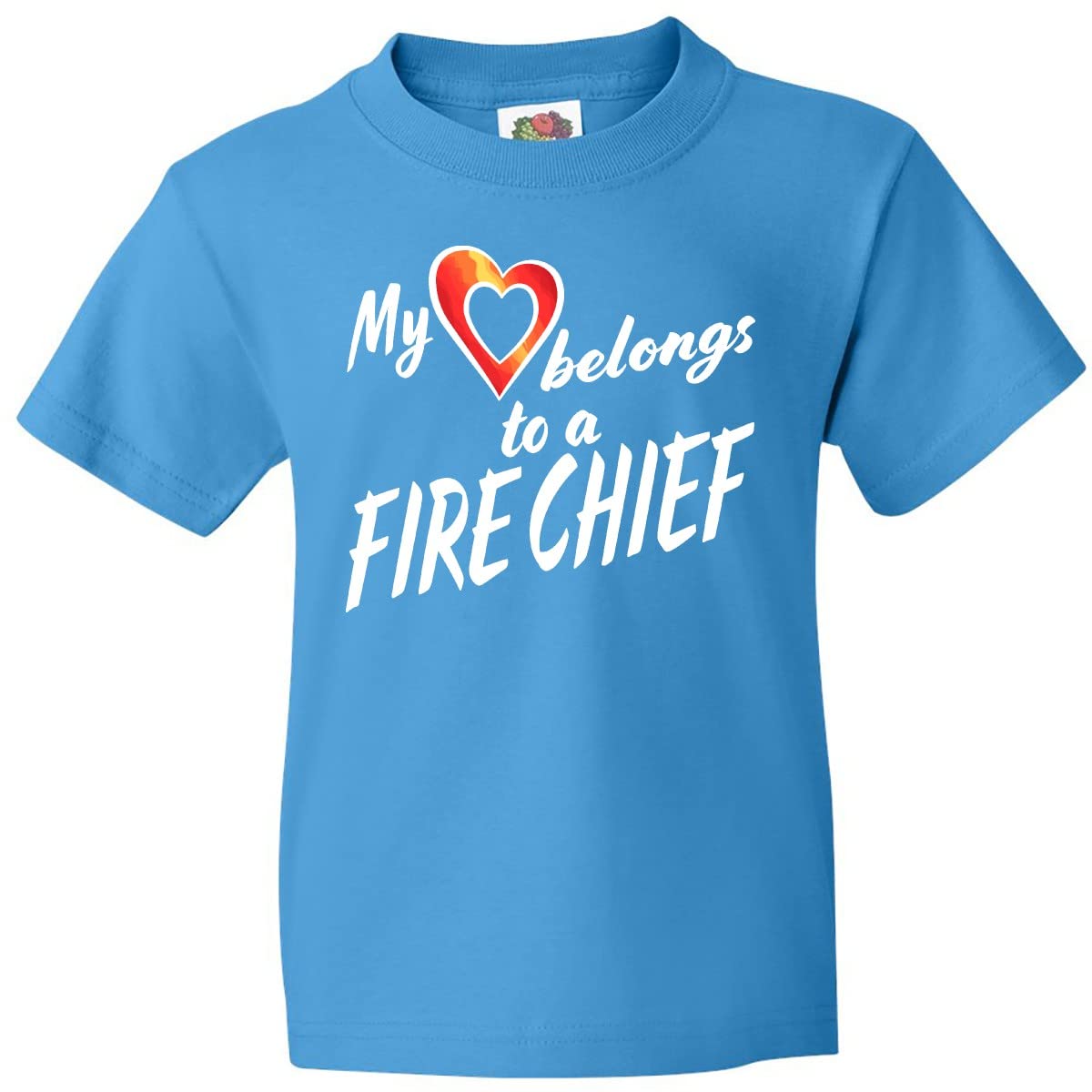 inktastic My Heart Belongs to a Fire Chief T-Shirt with Red Heart - Perfect for Firefighter Appreciation Gifts, Fire Department Events & Youth Casual Wear