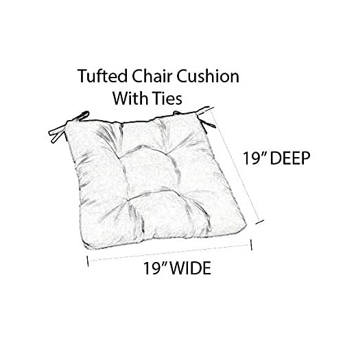RSH DECOR: 2-Pack Outdoor Tufted Seat Cushions 19x19 Inch - All-Weather Spun Fabric Square Patio Furniture Cushions - Bahamian Breeze Coal - Perfect for Garden, Poolside & Deck Chairs